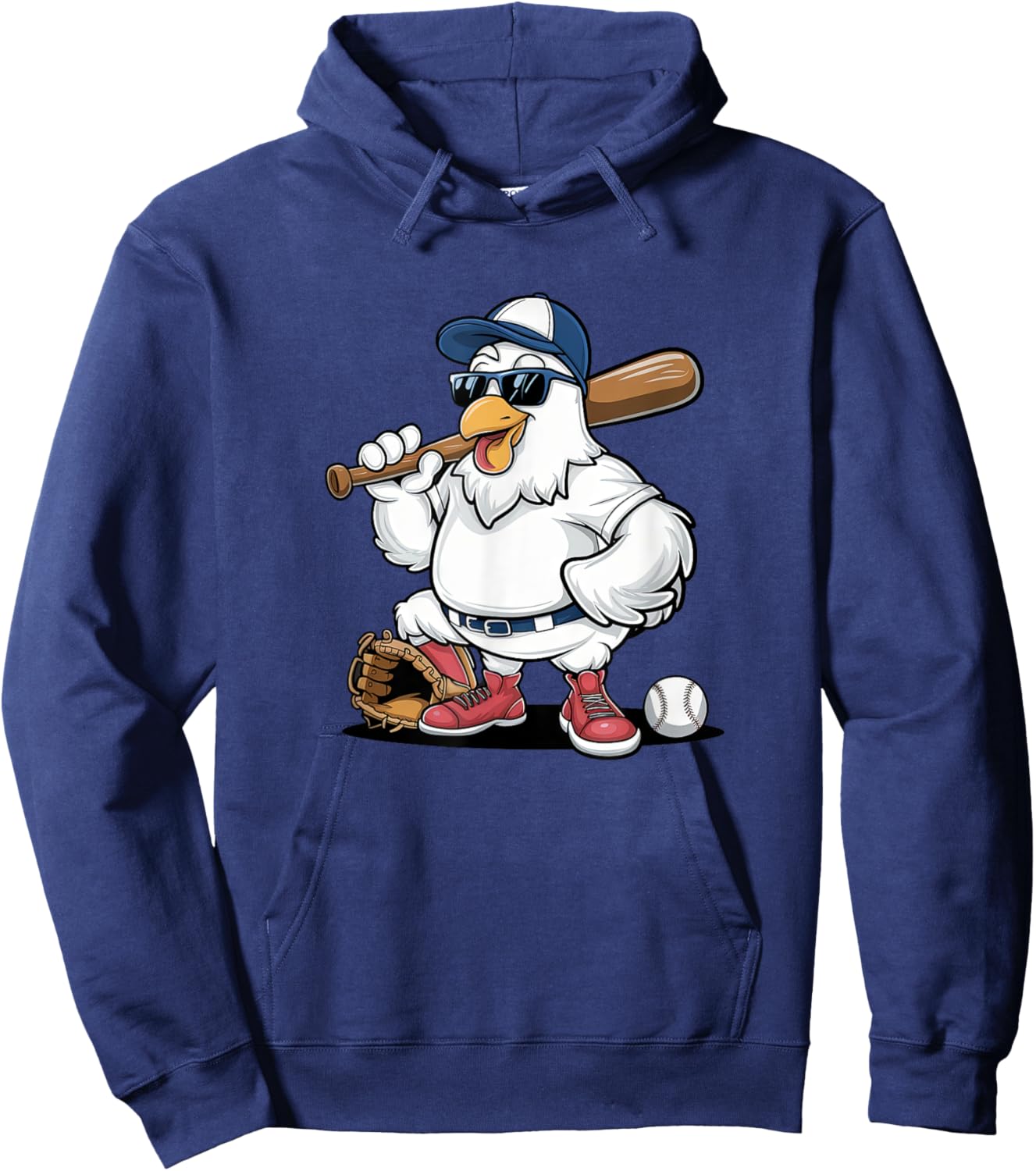 Baseball Playing Chicken Funny Sports Design Hoodie - Hoodie | Navy