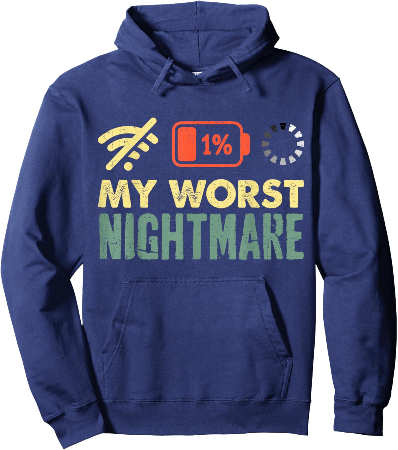 My Worst Nightmare Low Battery Funny Gamers Humor Men Hoodie - Hoodie | Navy