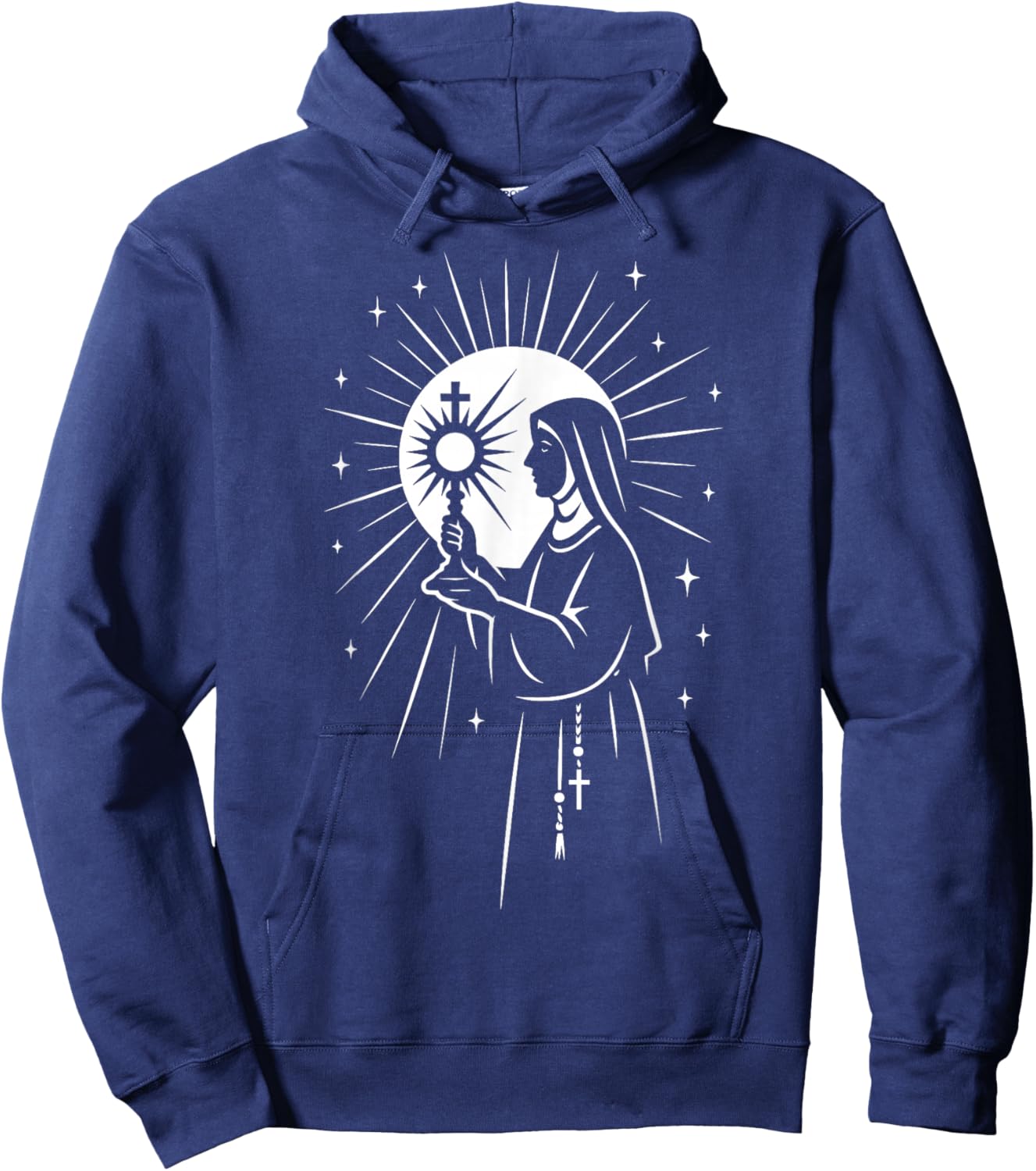 St Clare of Assisi Catholic Saints Eucharist Monstrance Hoodie - Hoodie | Navy