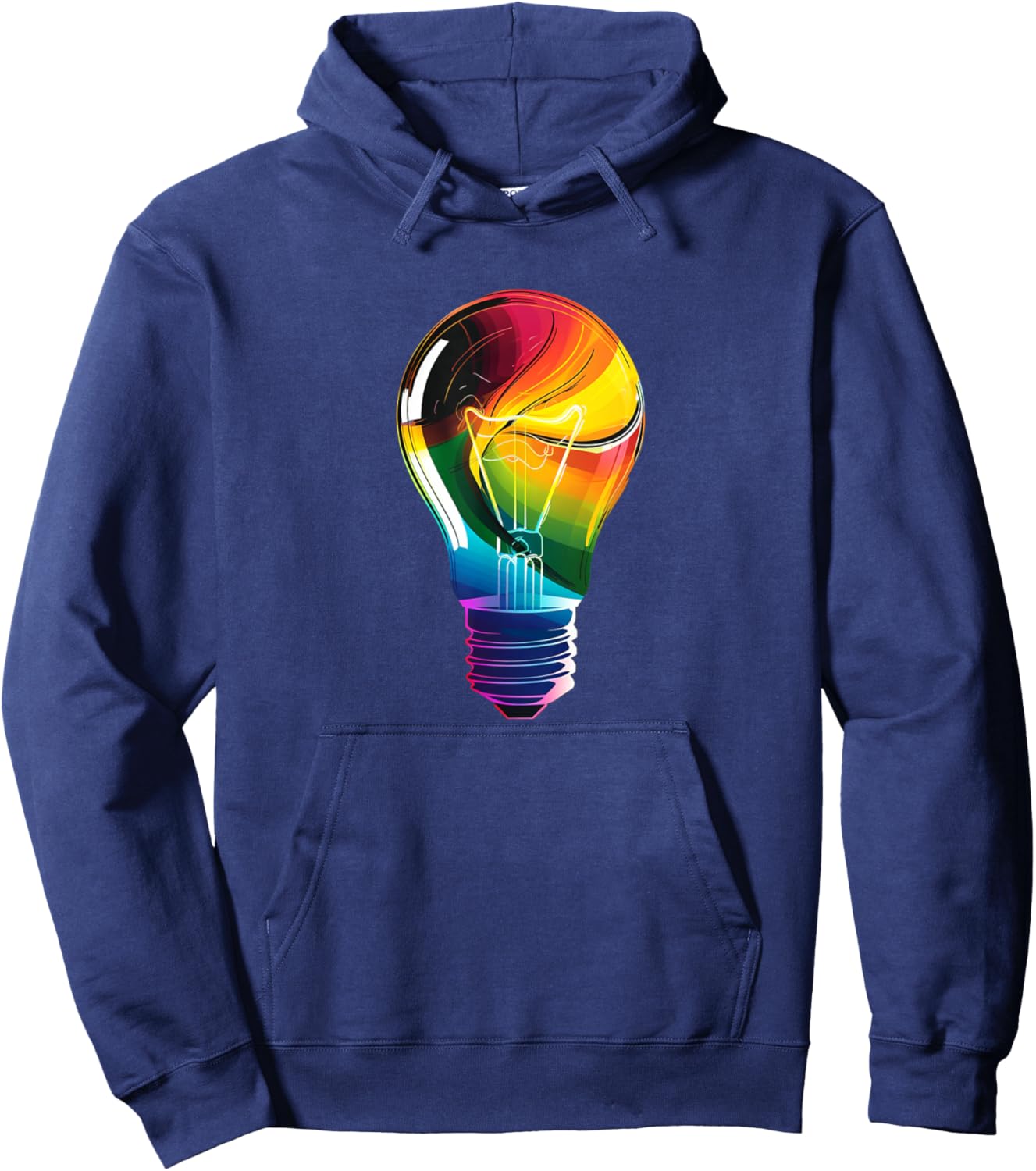 Funny Light Bulb Outfit -Adults Colorful Light Bulb Costume Black Small Classic Fit Short Sleeve Cotton Blend, Polyester Hoodie - Hoodie | Navy