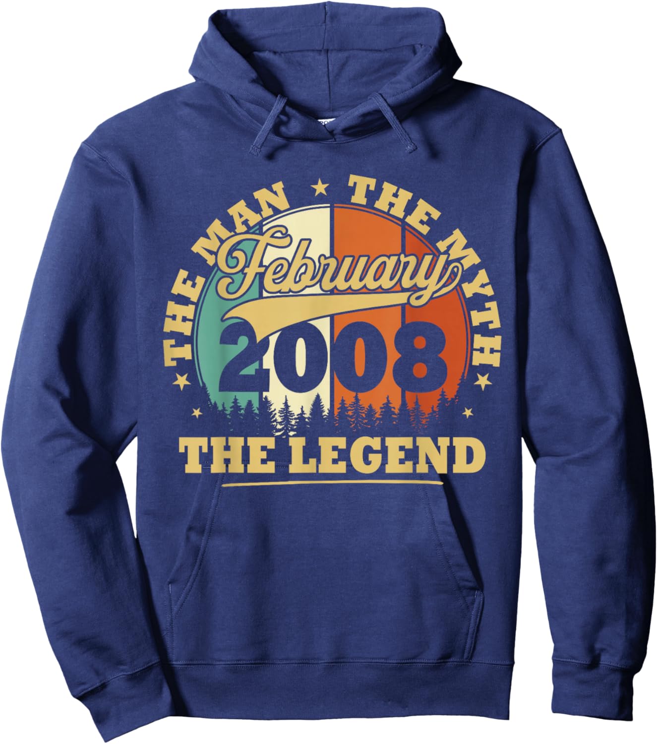 Humor Vintage 2008 February Gift 18 Years Birthday Hoodie - Hoodie | Navy