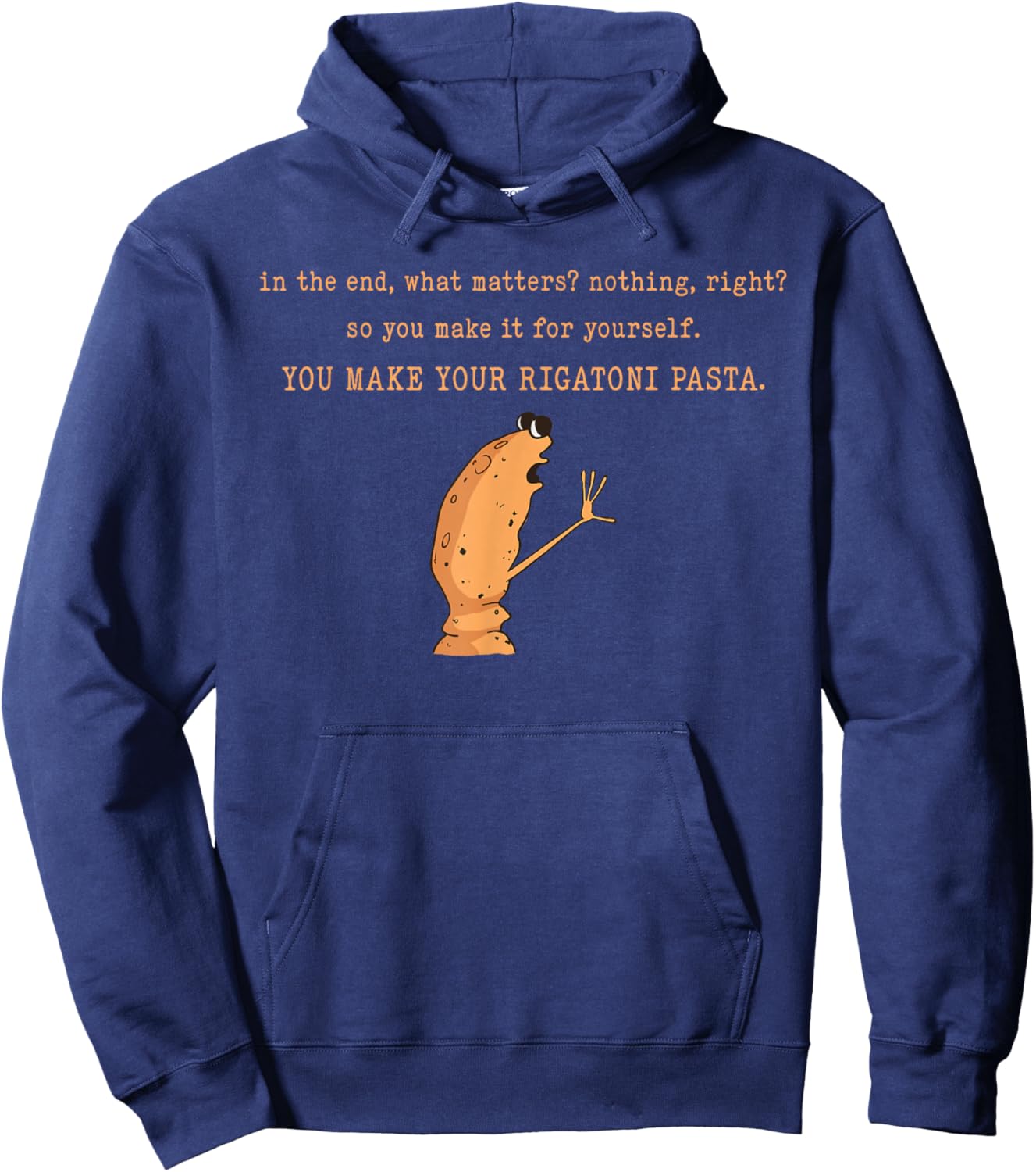 Funny Rigatoni Pasta Marcus The Worm Meme Brain Rot Hoodie - Hoodie | Navy