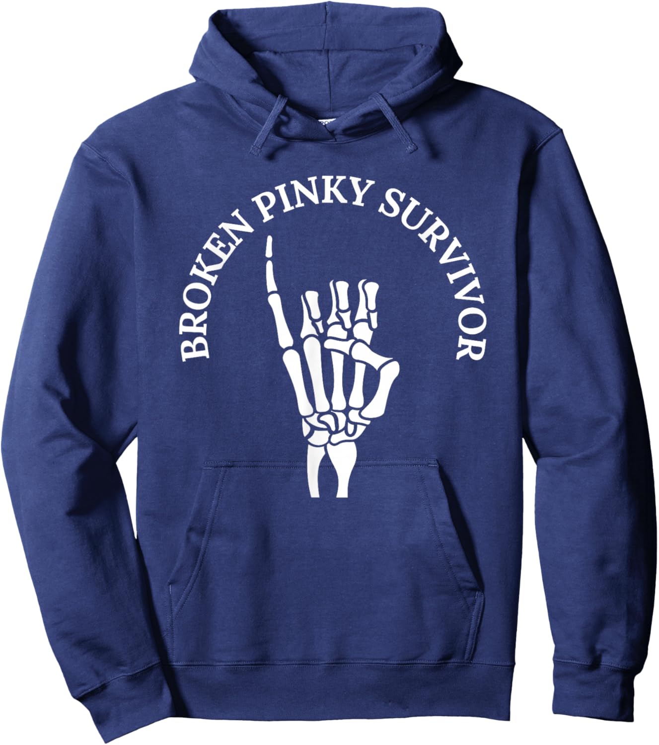 Funny Skeleton Hand Broken Pinky Finger Survivor Hoodie - Hoodie | Navy