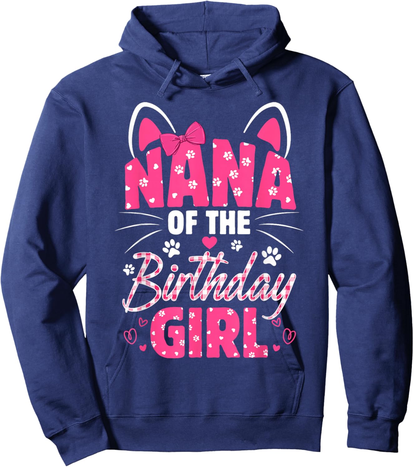 Nana Of The Birthday Girl Cat Kitty Family Matching Hoodie - Hoodie | Navy