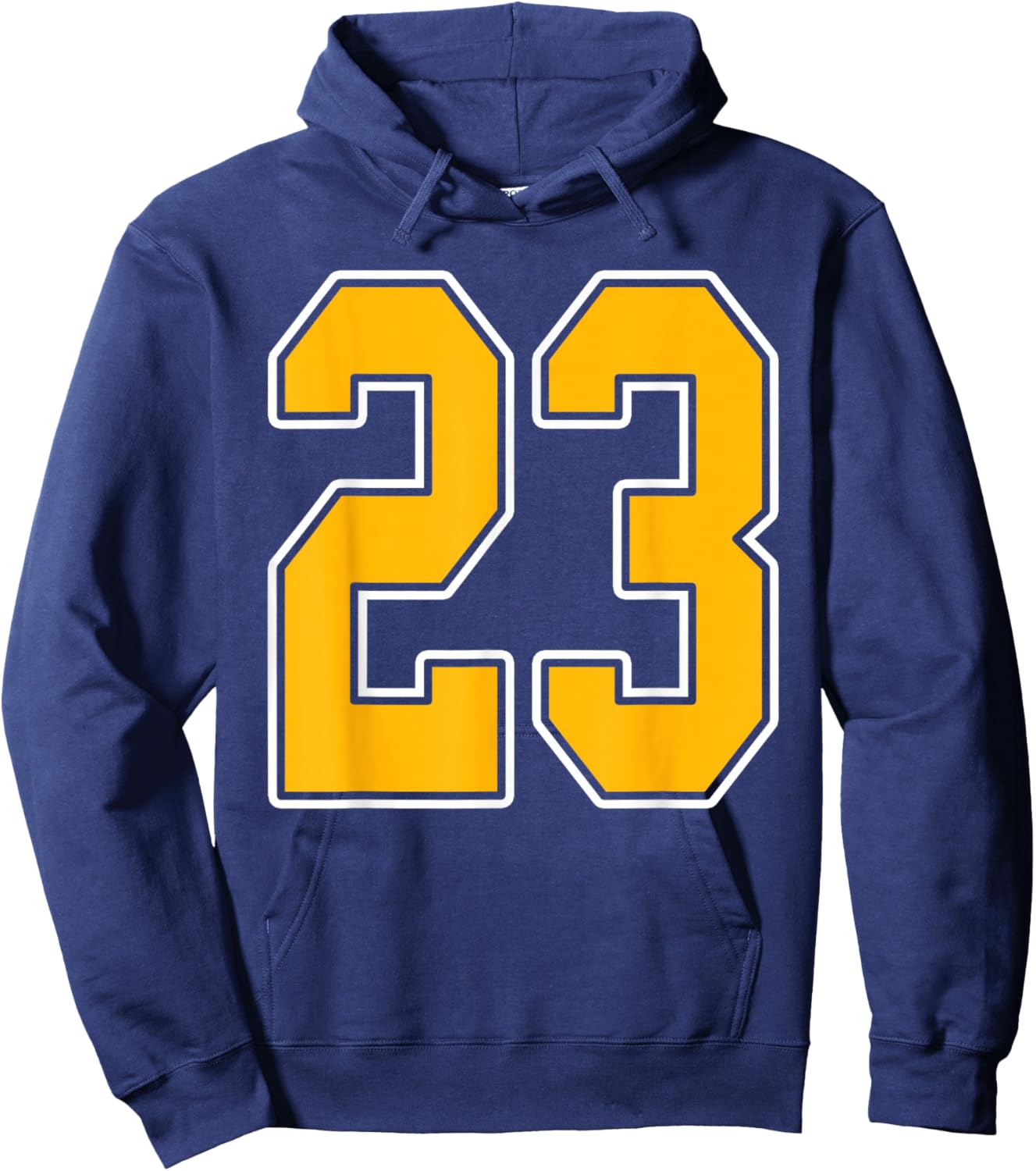 Gold and White Sports Number 23 Jersey Uniform Player Hoodie - Hoodie | Navy