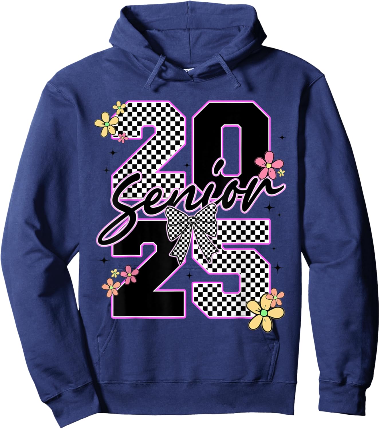 Senior 2025 Graduation Coquette Bow Graduate Women Girl Kid Hoodie - Hoodie | Navy