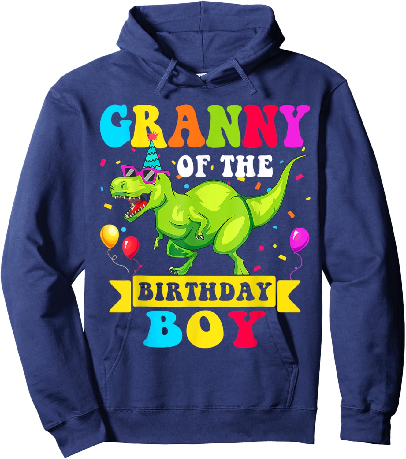 Granny of the Birthday Boy Dinosaur Raptor Funny Hoodie - Hoodie | Navy