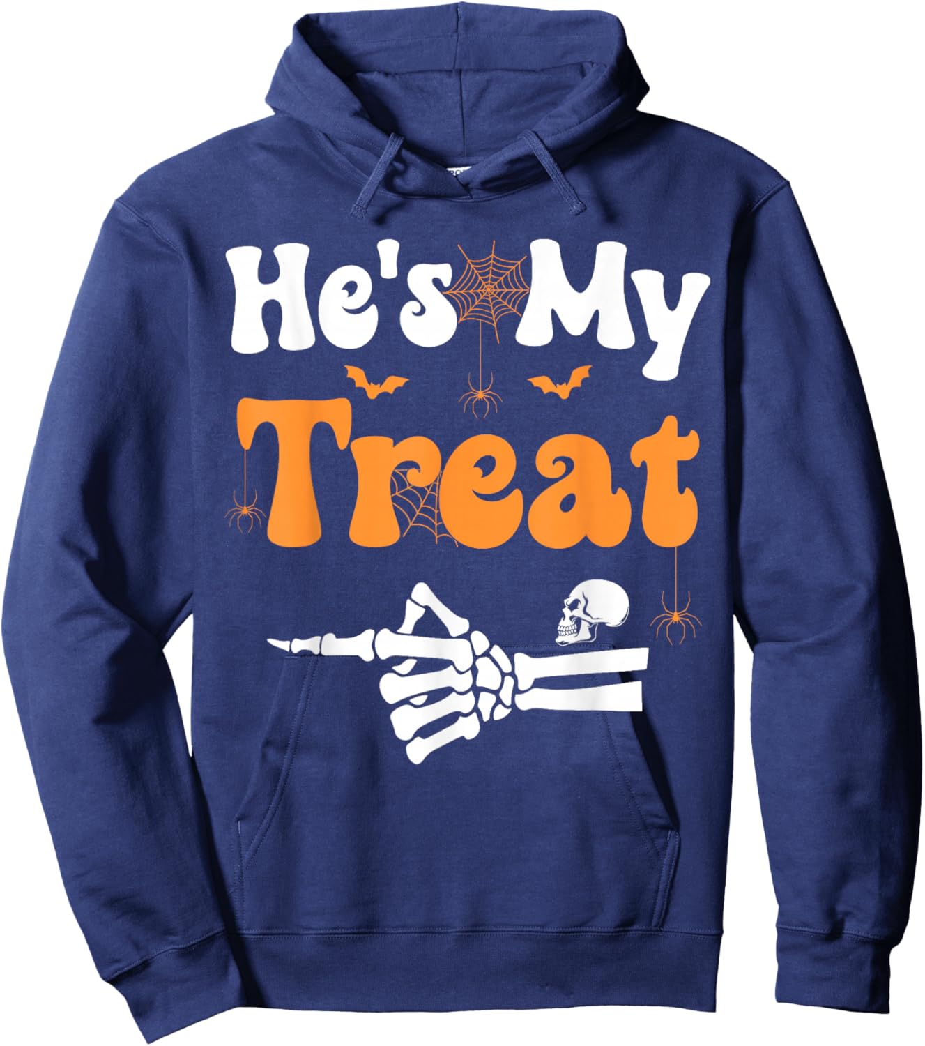 He's My Treat Skeleton Couples Matching Couple Halloween Hoodie - Hoodie | Navy
