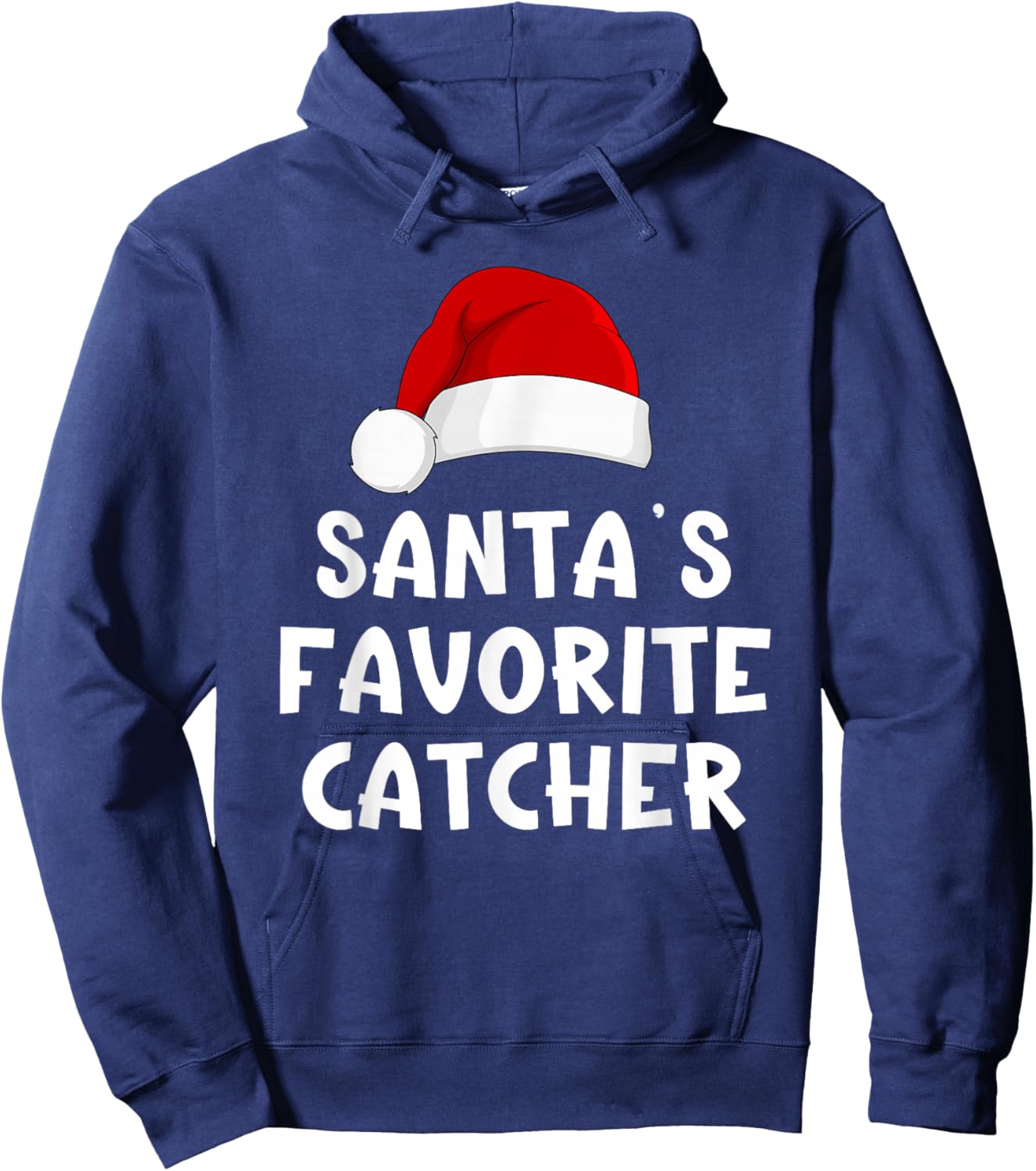 Christmas Santa's Favorite Catcher Funny Pajama Baseball Hoodie - Hoodie | Navy