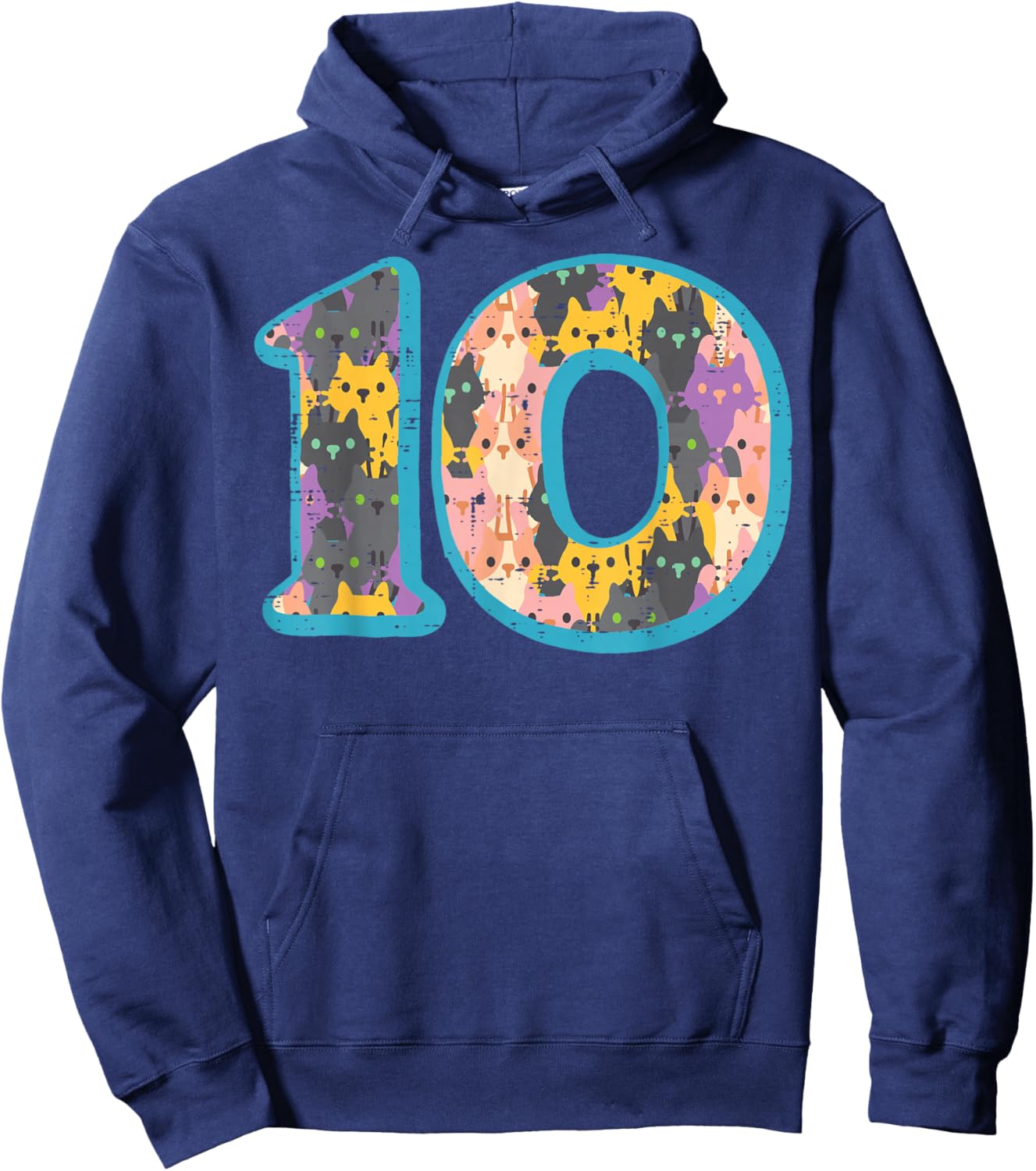10th Birthday Cats Inside Number 10 Cute Bday Girls Boys Hoodie - Hoodie | Navy