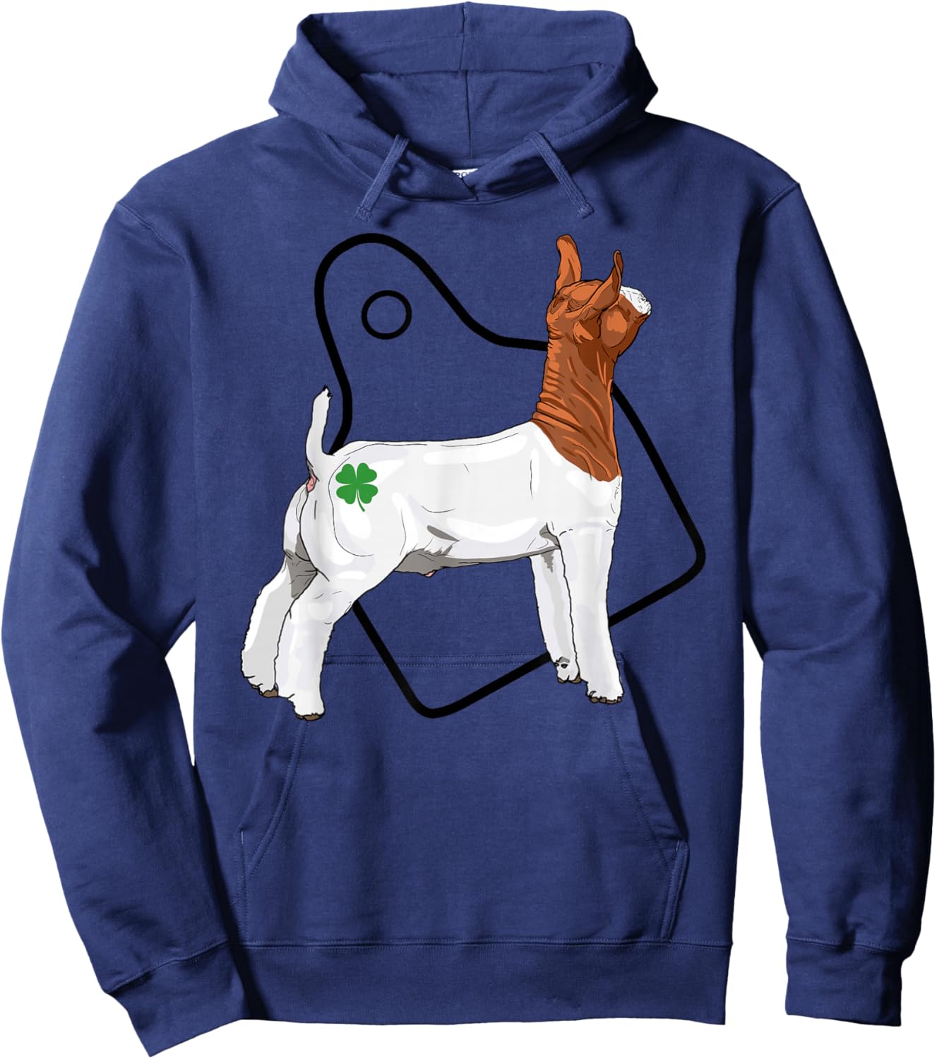 Show Market Wether Boer Goat Four Leaf Clover and Eartag Hoodie - Hoodie | Navy