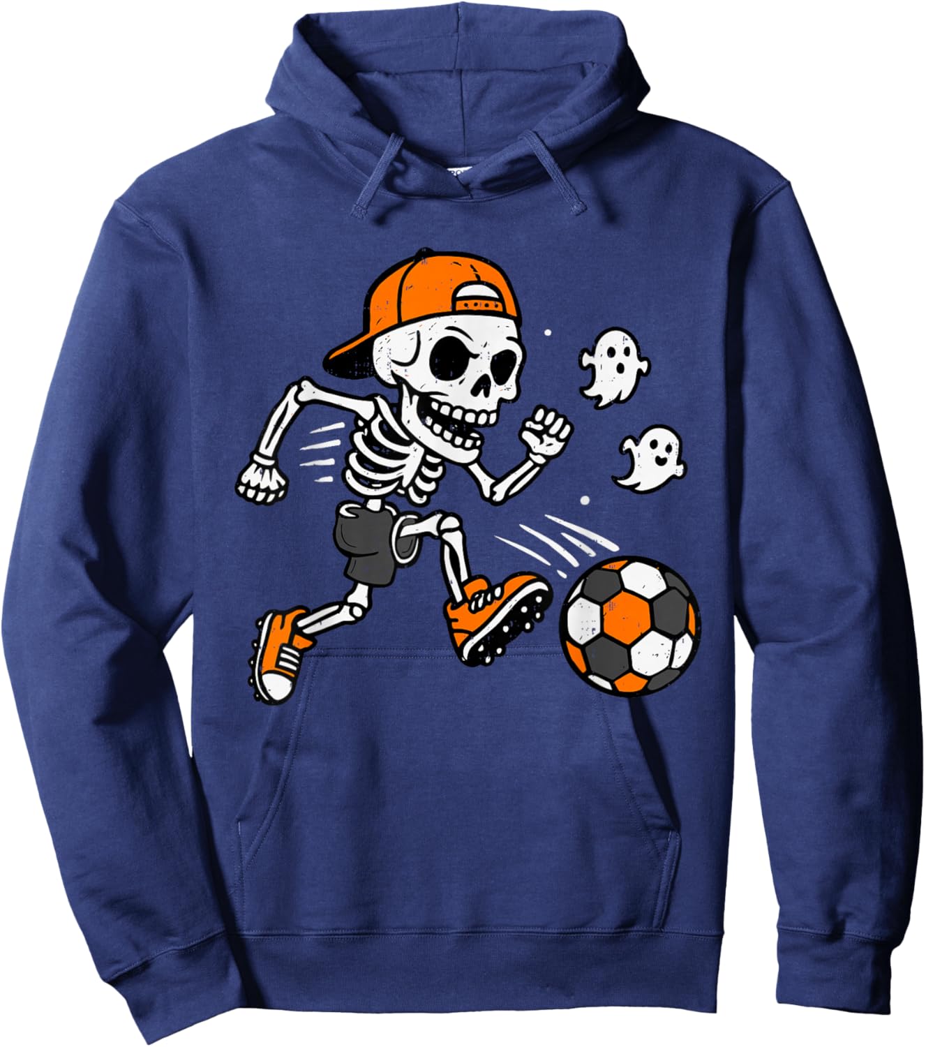 Skeleton Soccer Pumpkin Halloween Costume Boys Teens Kids Hoodie - Hoodie | Navy