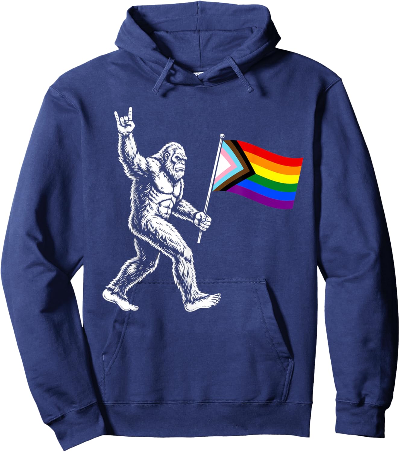 Funny Bigfoot Rock Sasquatch LGBTQ Month Gay Pride Ally Men Hoodie - Hoodie | Navy