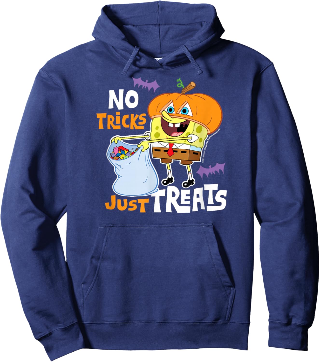 SpongeBob SquarePants - Halloween No Tricks Just Treats Hoodie - Hoodie | Navy