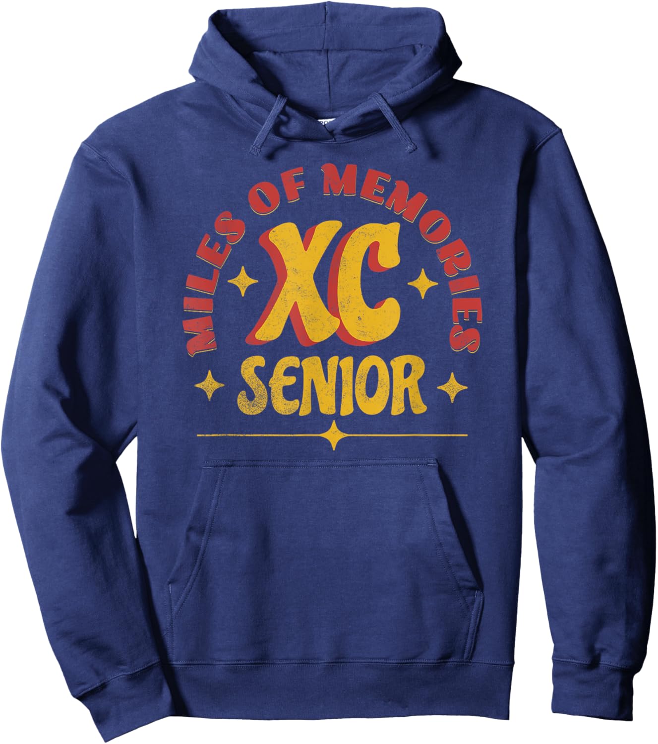 Senior Cross Country Miles of Memories Distressed Hoodie - Hoodie | Navy