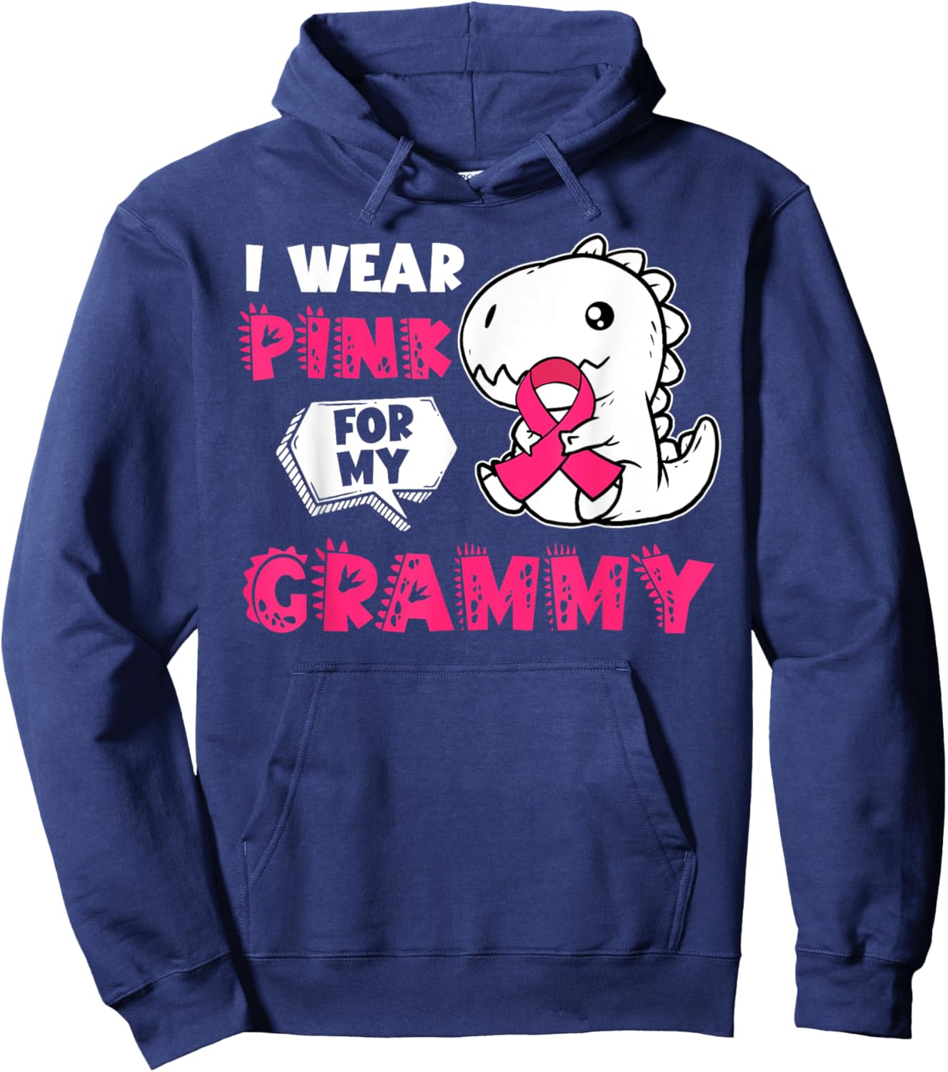 I Wear Pink For My Grammy Breast Cancer Awareness Dinosaur Hoodie - Hoodie | Navy