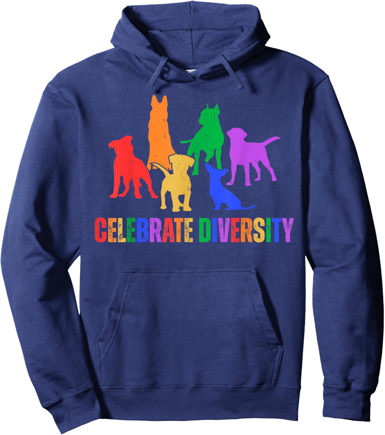 Celebrate Diversity Rainbow Dogs LGBTQ Pride Month Vet Tech Hoodie - Hoodie | Navy
