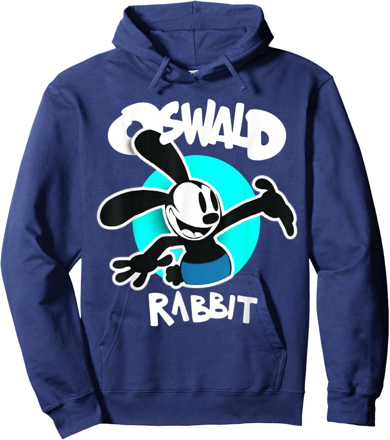 Oswald Rabbit Vintage Cartoon Bunny Happy Teal Hoodie - Hoodie | Navy
