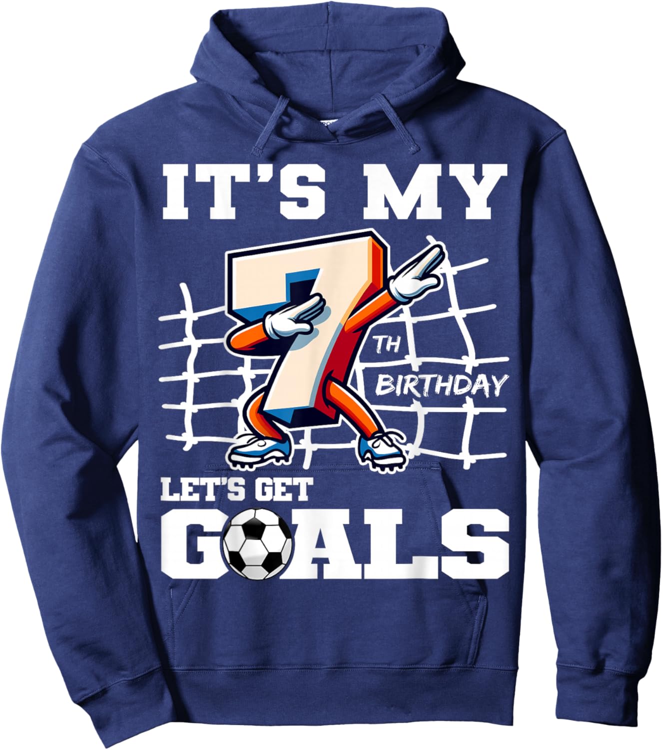 It's My 7th Birthday Dabbing Soccer Football B-Day Party Hoodie - Hoodie | Navy