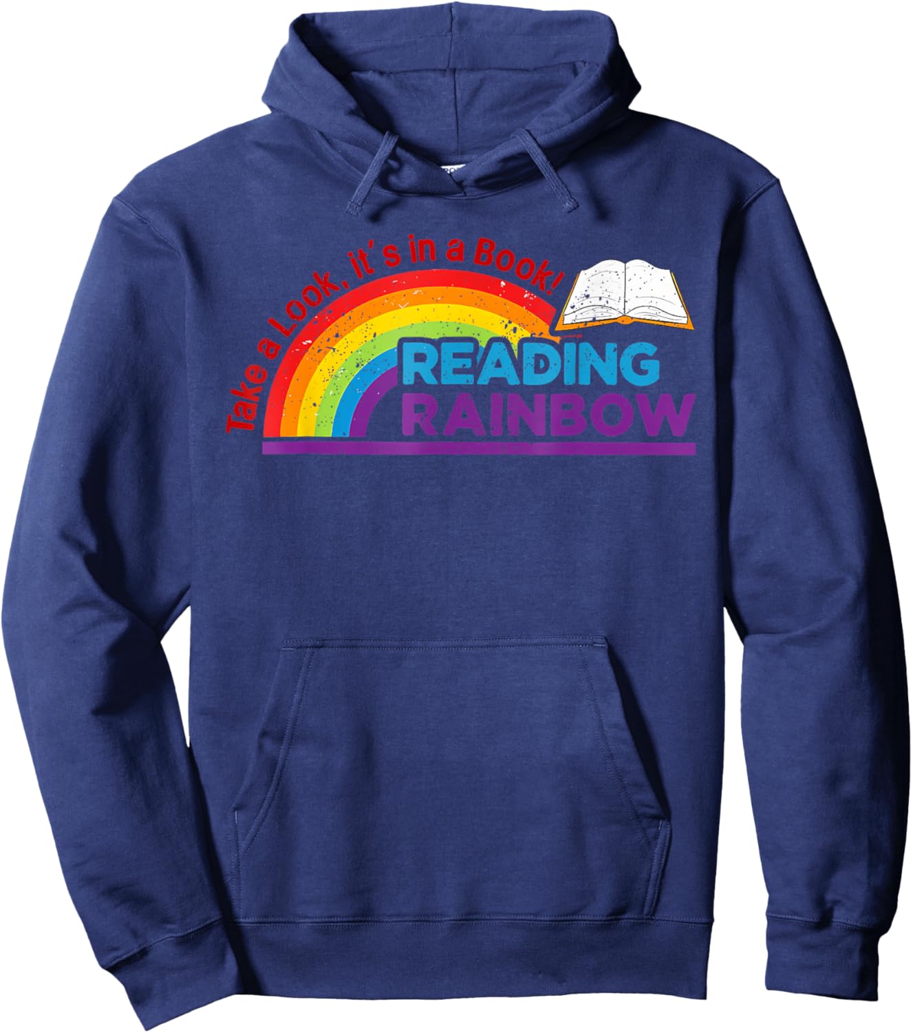 Take A Look it's In A Book Reading Book Vintage Rainbow Hoodie - Hoodie | Navy