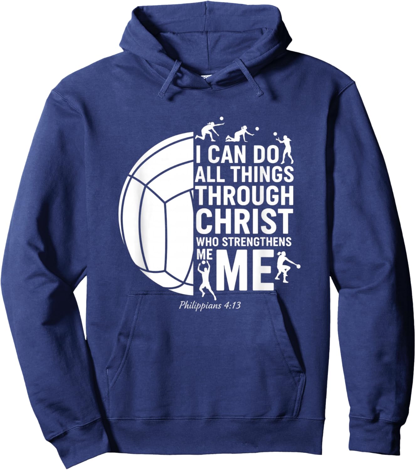 Christian Volleyball Philippians 4:13 I Can Do All Things Hoodie - Hoodie | Navy