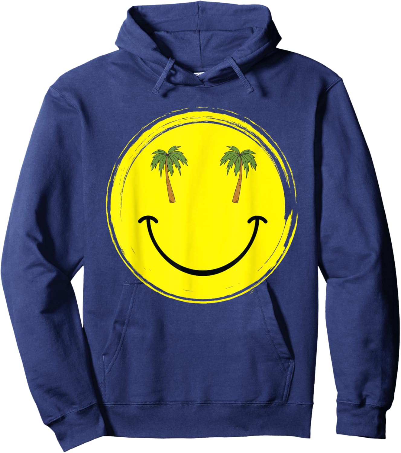 Happy smile face with coconut palm trees for beach lovers Hoodie - Hoodie | Navy