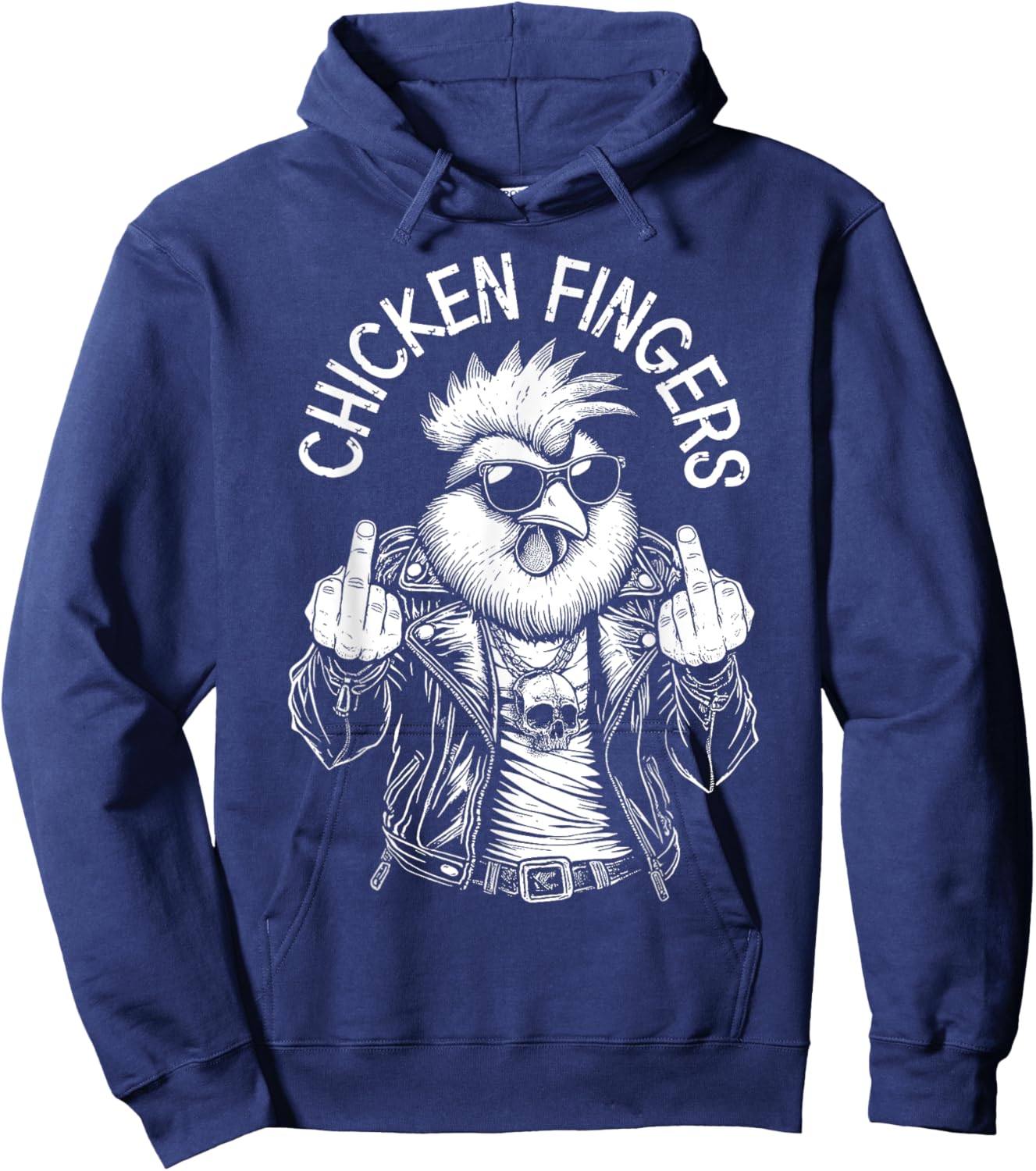Grandio Design Introverted Intellectual Gifts Chicken Fingers Funny Adult Middle Finger Rude Rooster Hoodie - Hoodie | Navy