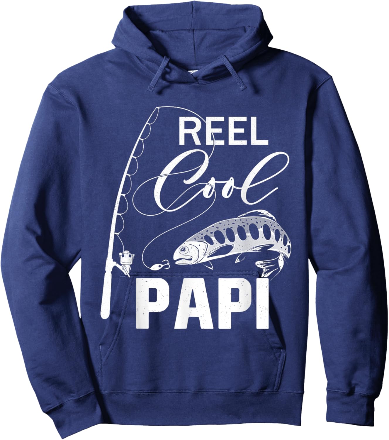 Reel Cool Papi Fishing Gifts For Father's Day Fisherman Hoodie - Hoodie | Navy