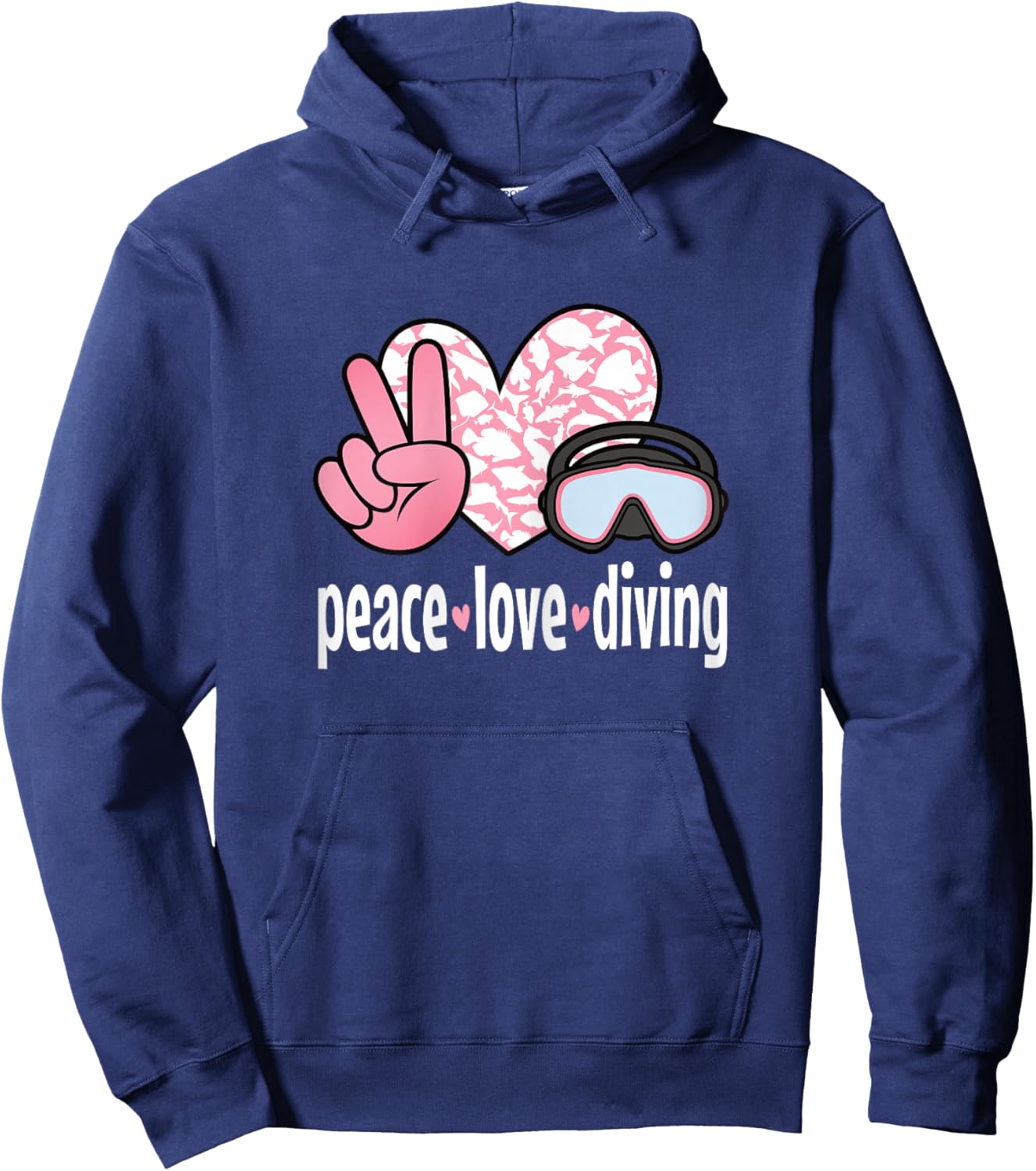Cute Peace Love Diving Scuba Diver Dive Women Hoodie - Hoodie | Navy