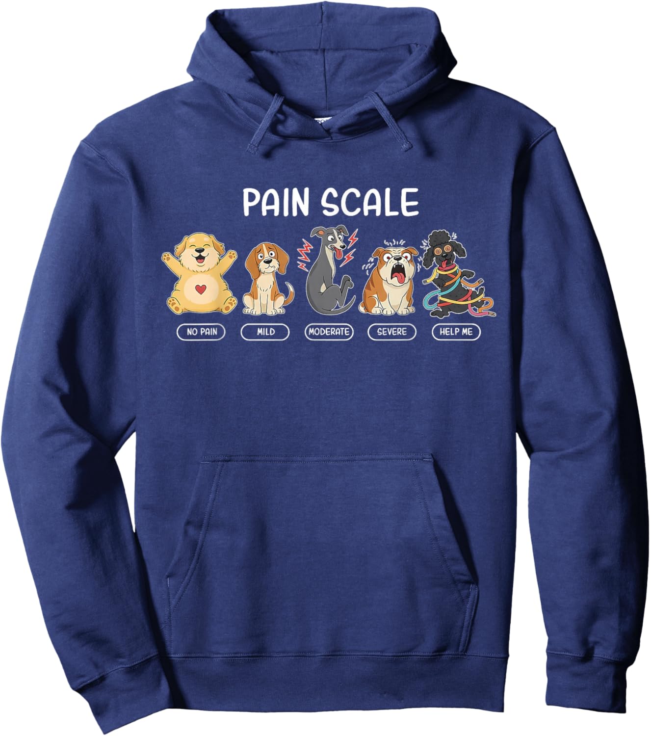 Funny Dog Pain Scale Vet Tech Veterinarian Pet Lover Nursing Hoodie - Hoodie | Navy