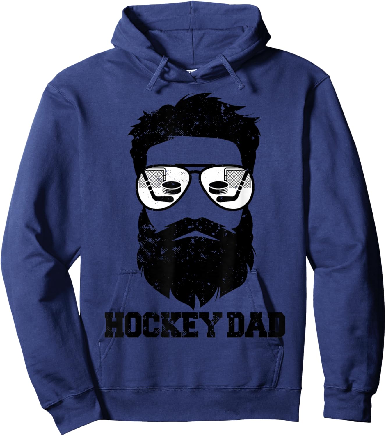 Hockey Dad Funny Messy Hair Beard Hockey Dad Hoodie - Hoodie | Navy