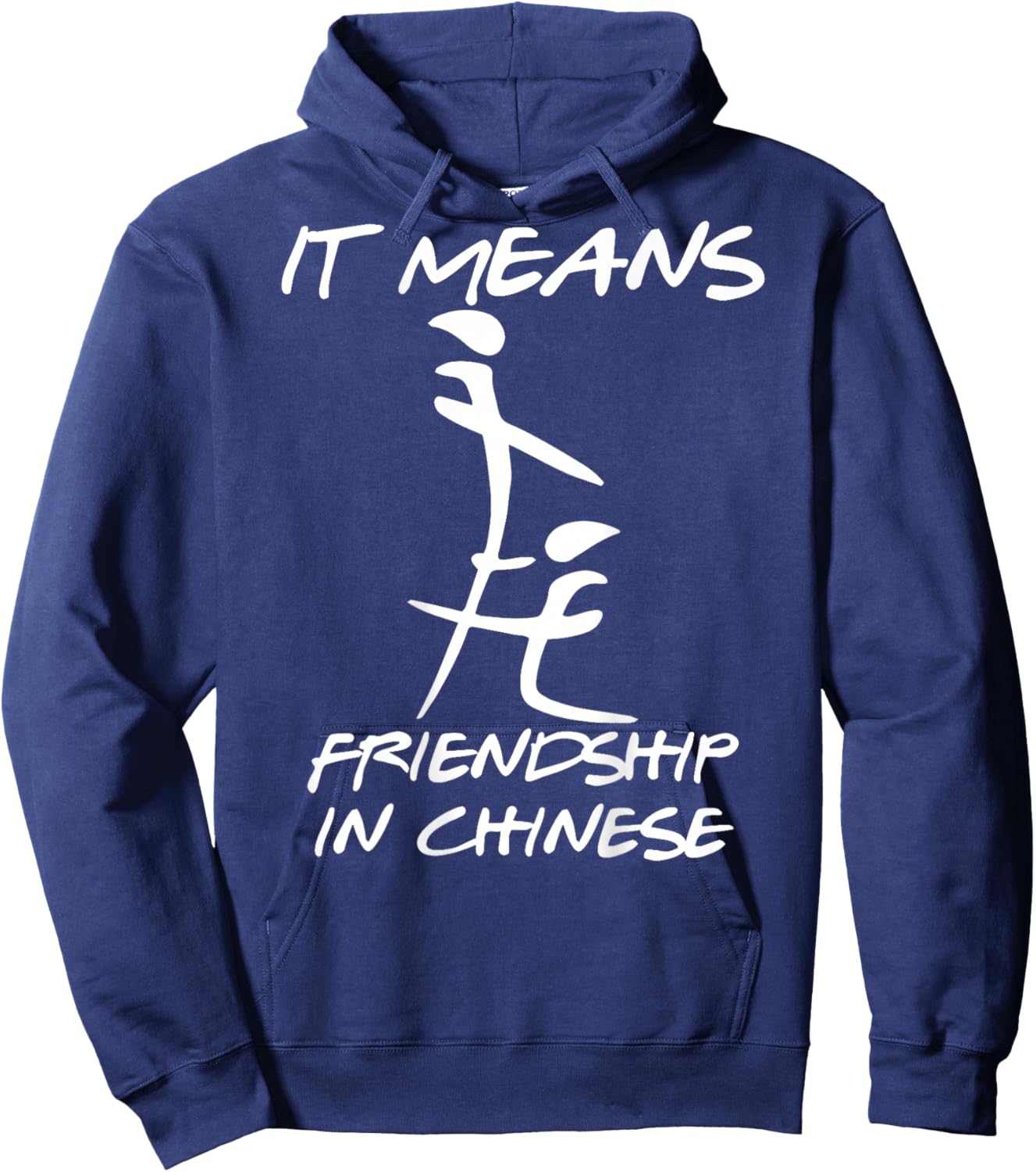 It Means Friendship in Chinese Funny Sarcasm On Back Hoodie - Hoodie | Navy