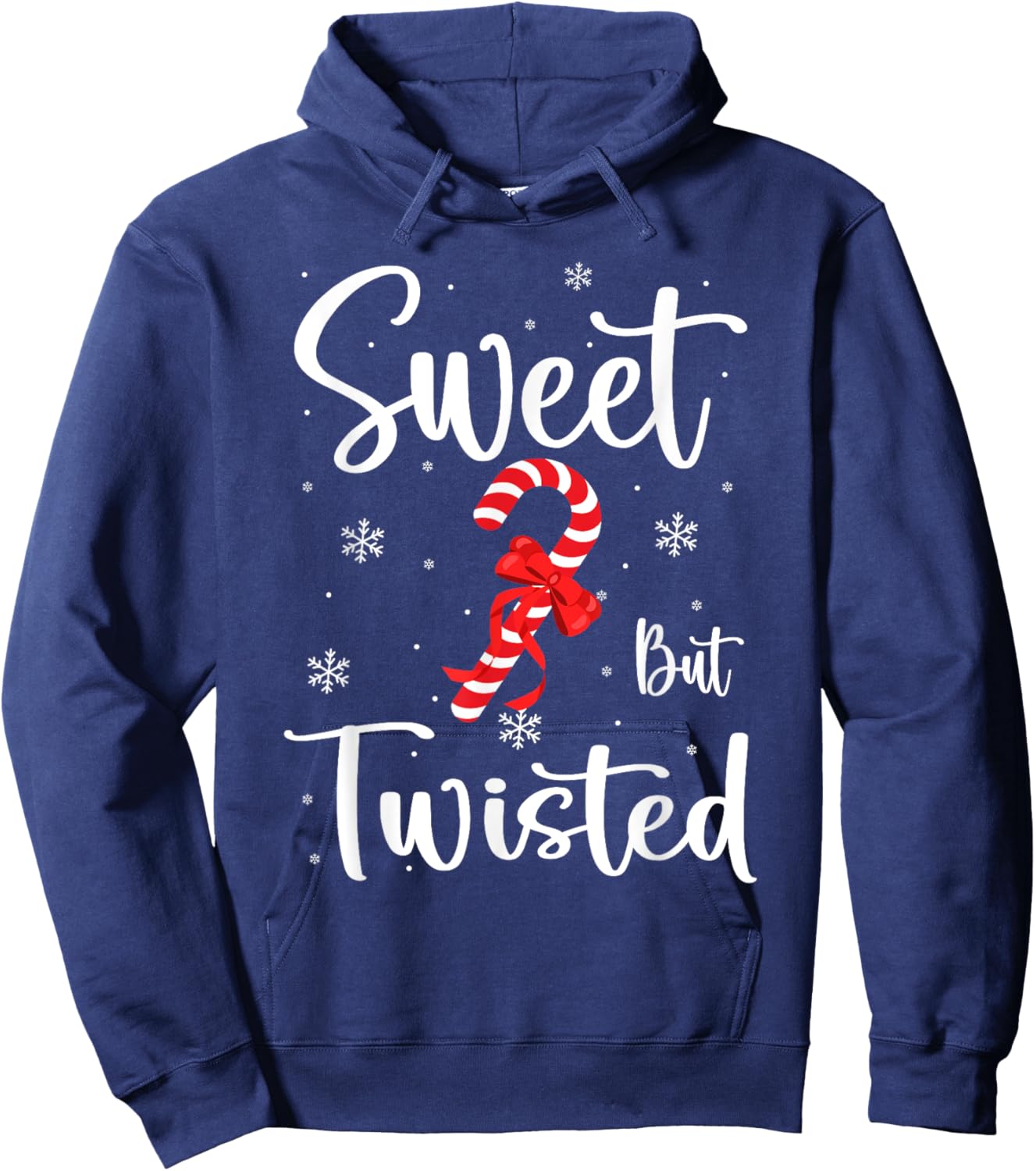 Sweet But Twisted Funny Christmas Candy Cane Xmas Hoodie - Hoodie | Navy