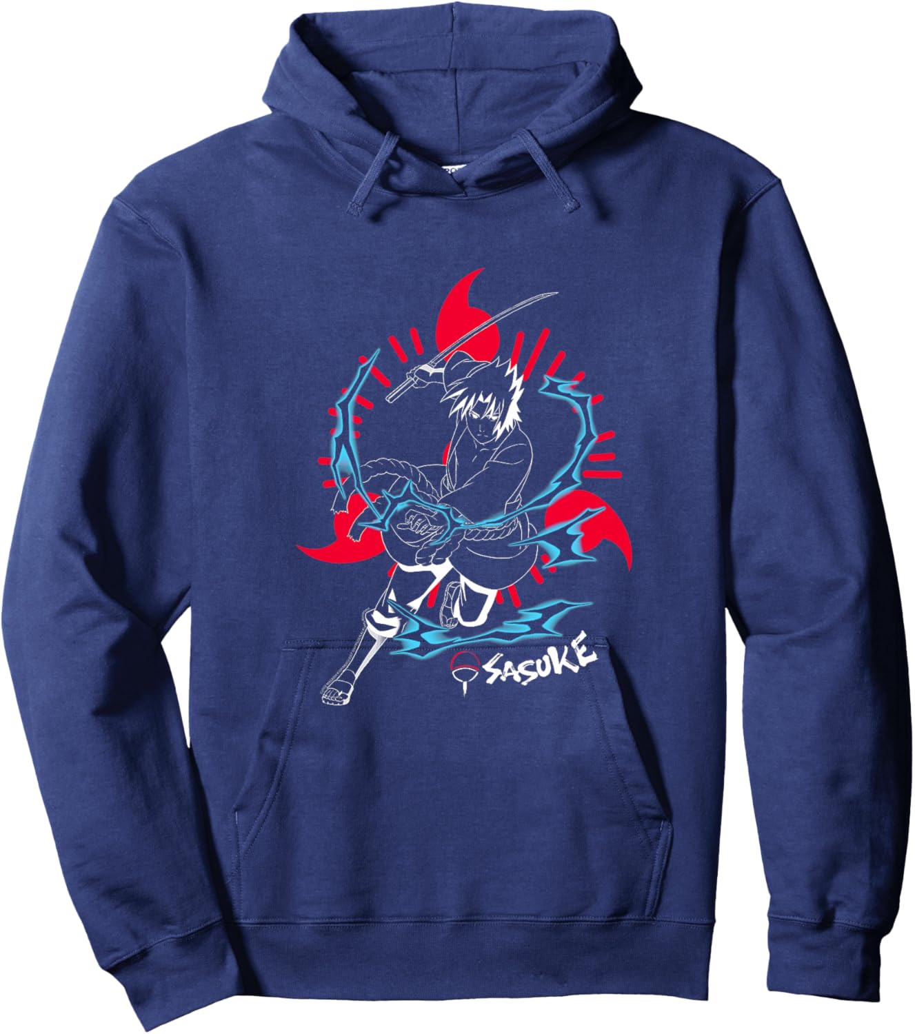 Naruto Shippuden Sasuke inversé avec Sharingan Anime Haut de Gamme Hoodie - Hoodie | Navy