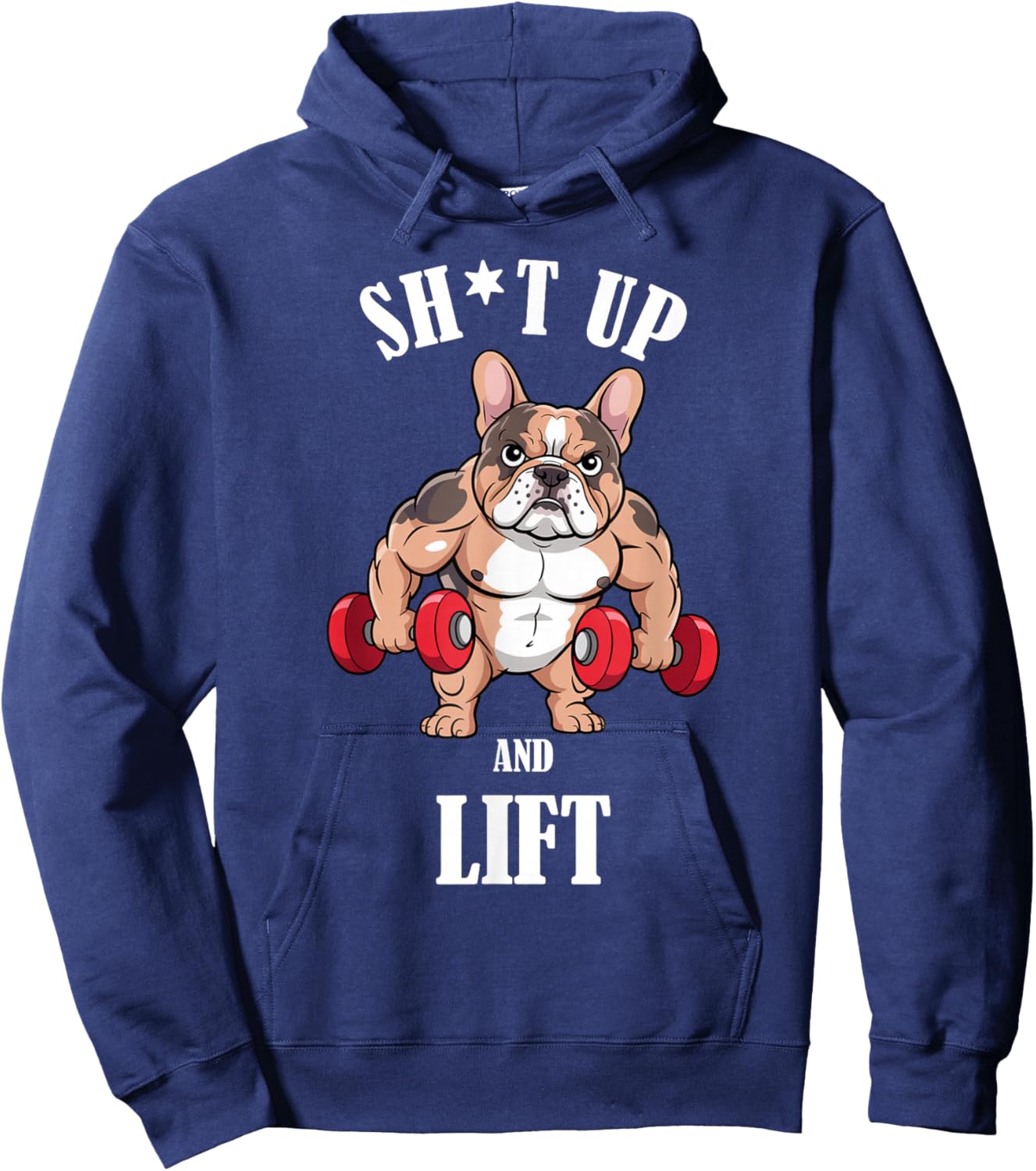 French Bulldog Weightlifting Shirt Gym French Bulldog Hoodie - Hoodie | Navy