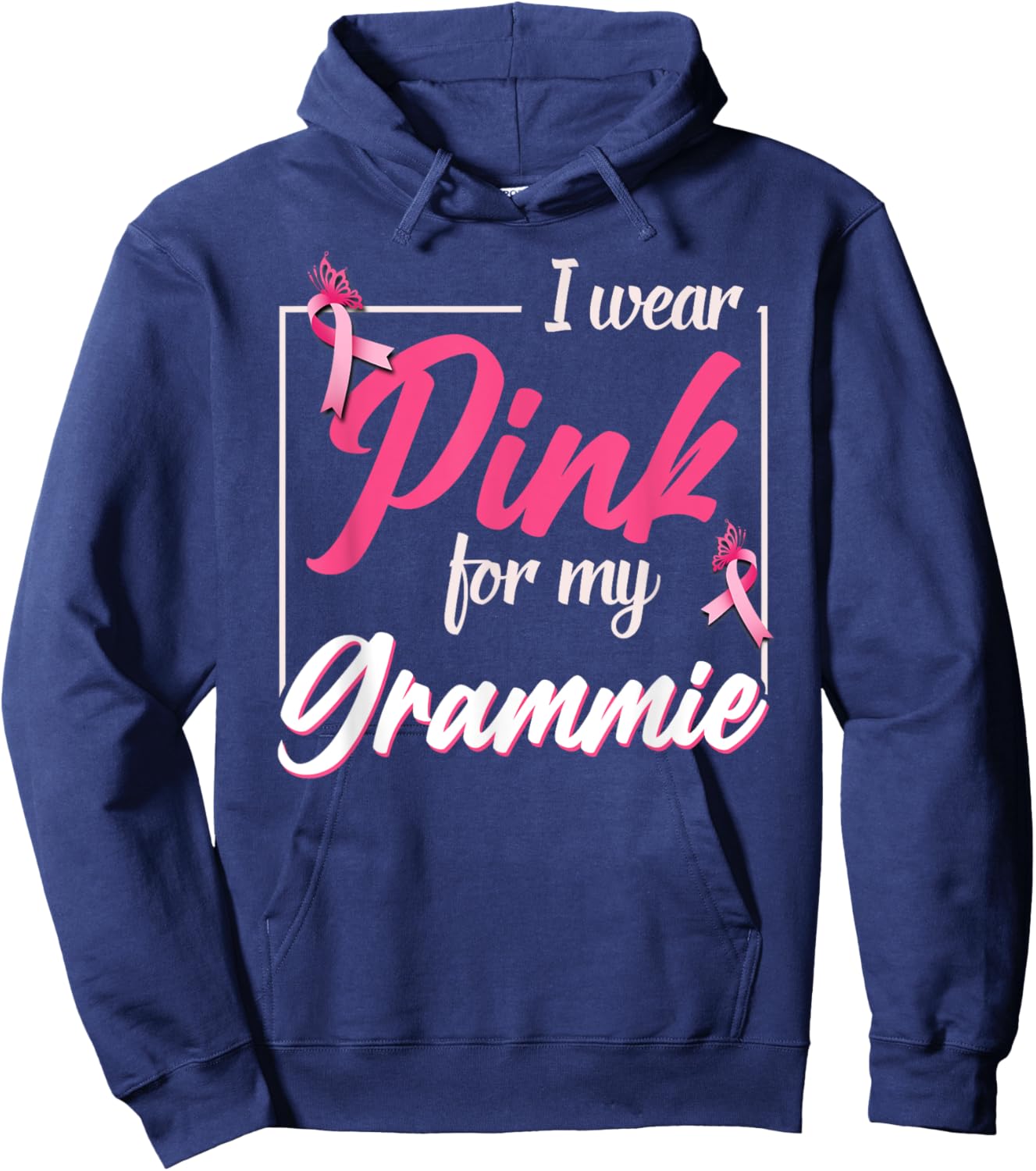 Support Breast Cancer - I Wear Pink For My Grammie Hoodie - Hoodie | Navy