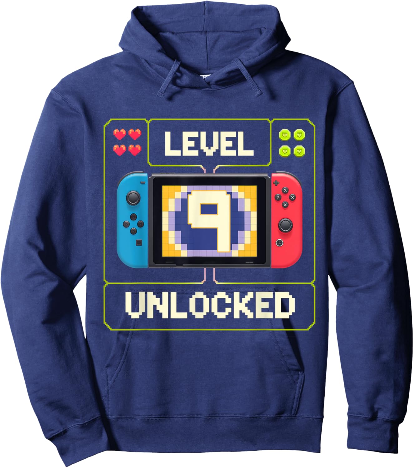Level 9 Unlocked 9th Birthday Shirt Video Game 9 Year Old Hoodie - Hoodie | Navy