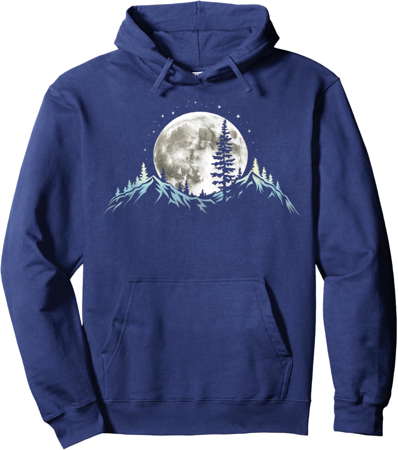 Full Moon Trees Nature Mountains Adventure Outdoor Forest Hoodie - Hoodie | Navy