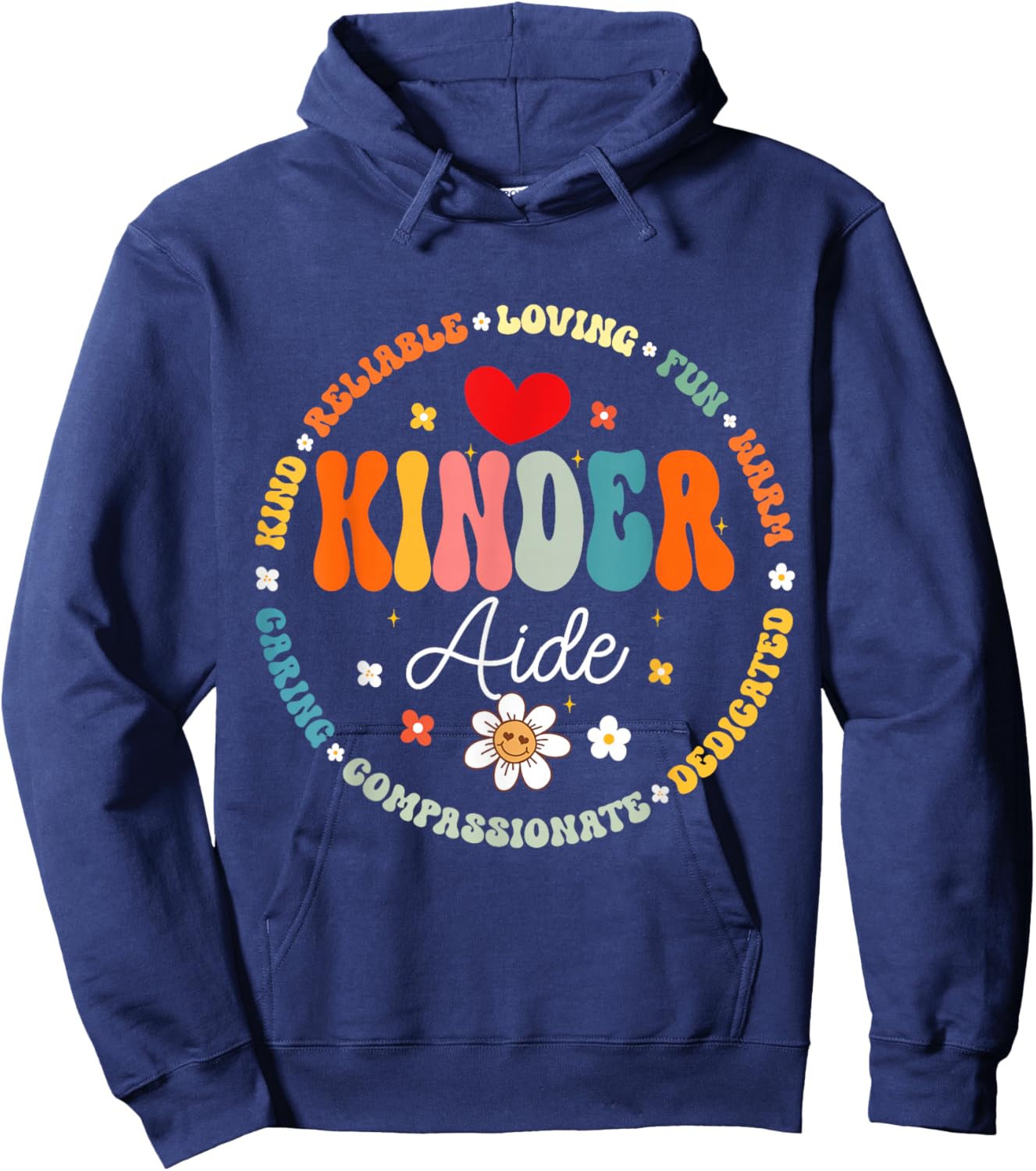 Groovy Kinder Aide Teacher First Day Of School Men Women Kids Hoodie - Hoodie | Navy