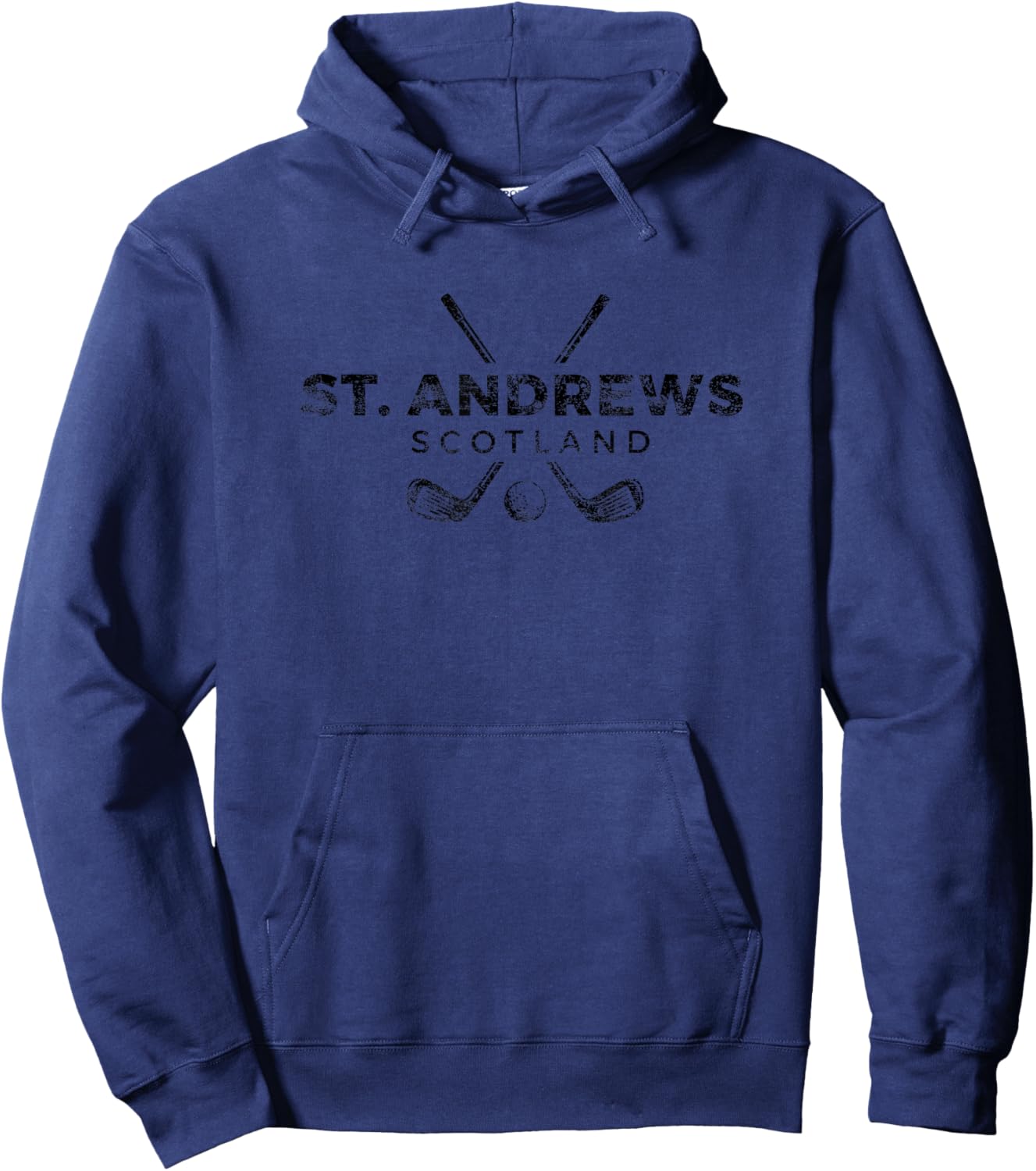 St. Andrews Scotland Club et Balle de Golf Imprimé Noir Vieilli Hoodie - Hoodie | Navy