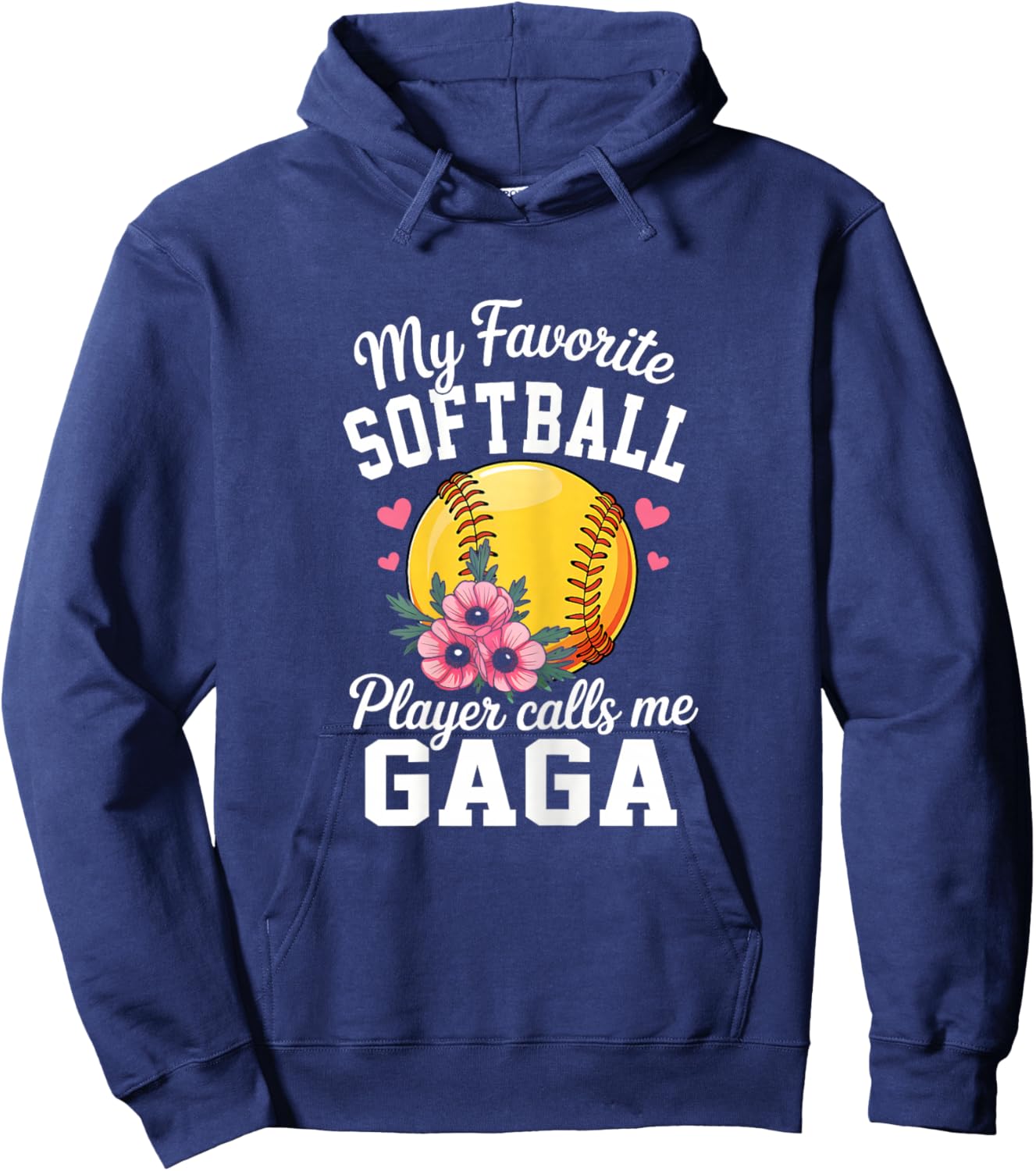 My Favorite Softball Player Calls Me Gaga Flowers Women Hoodie - Hoodie | Navy