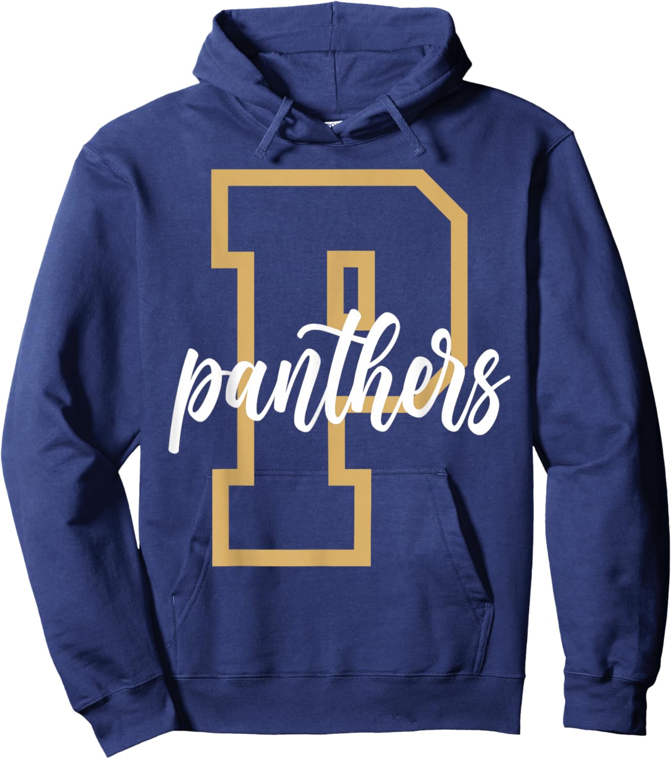 Panthers Letter Gold Panther Pride School Spirit Game Day Hoodie - Hoodie | Navy