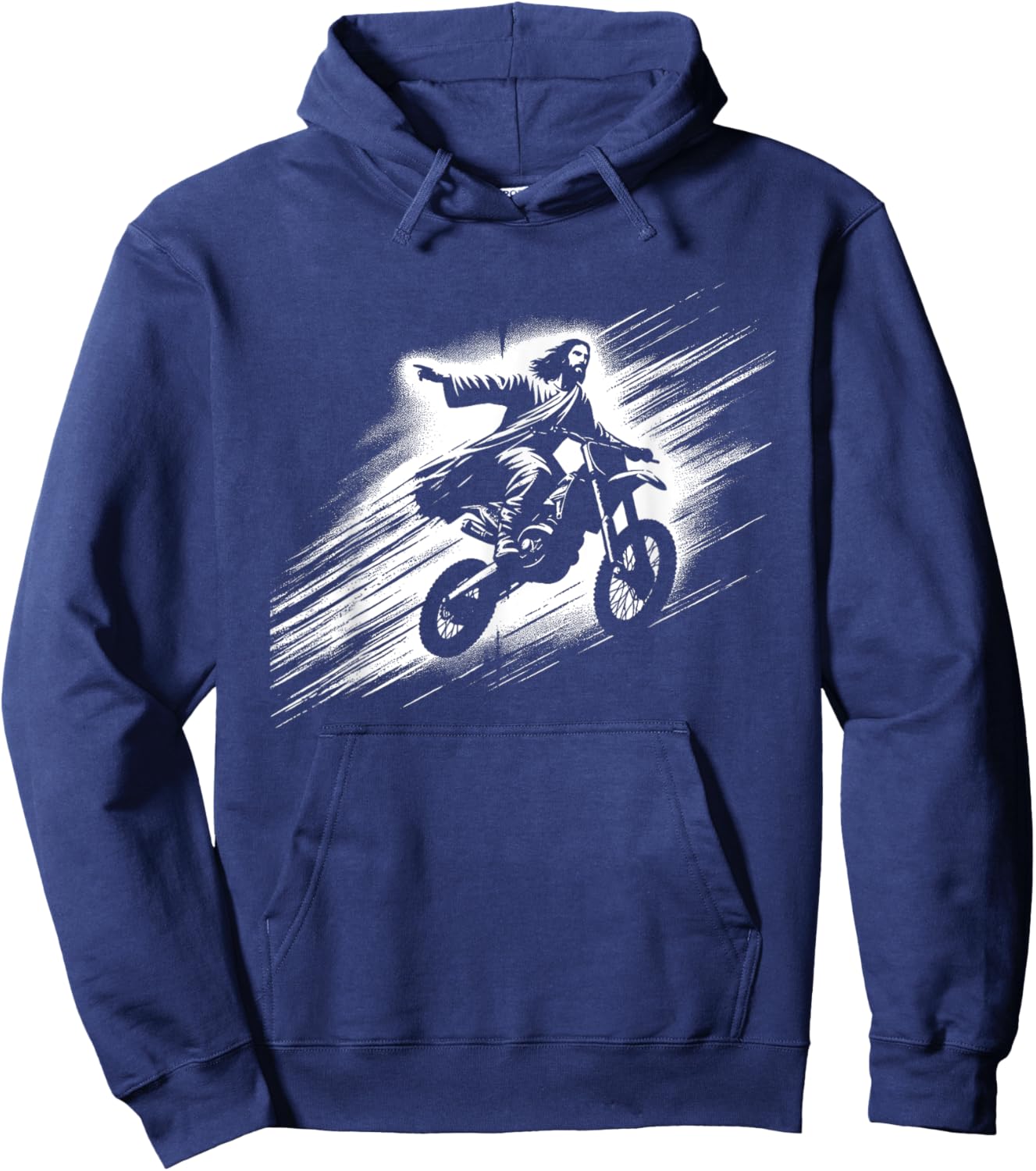 Jesus On Dirt Bike - Funny Christian Motorcycle Lover Hoodie - Hoodie | Navy