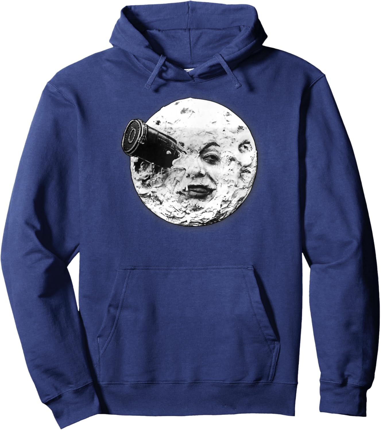 Moon Spaceship Face Trip to The Moon Voyage Dans la Lune Hoodie - Hoodie | Navy