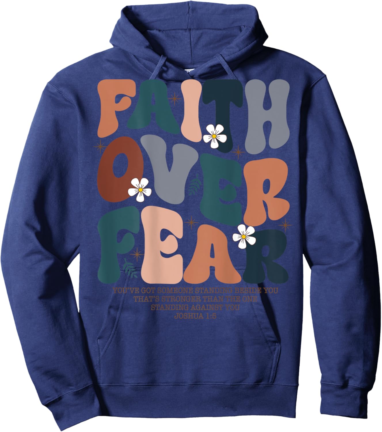 Christian Women Girls Kids Jesus Religious Faith Over Fear Hoodie - Hoodie | Navy