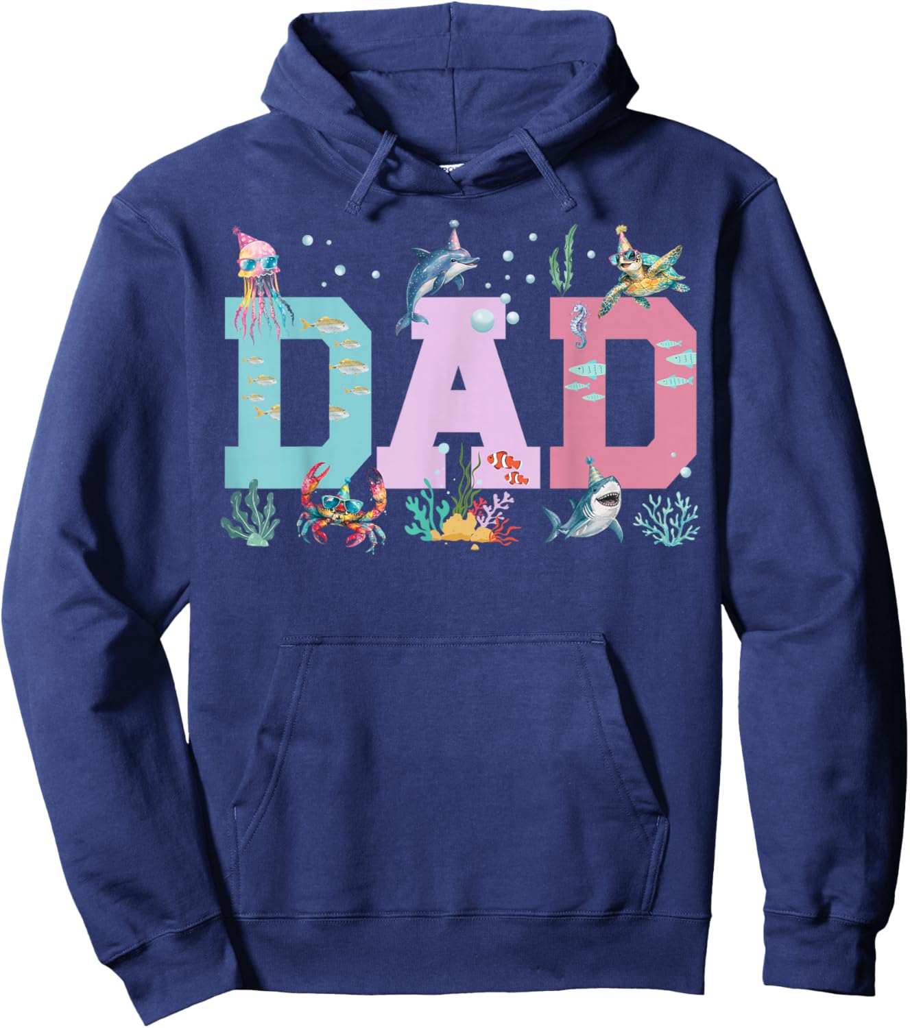 Dad Ocean Animals Birthday Hoodie - Hoodie | Navy