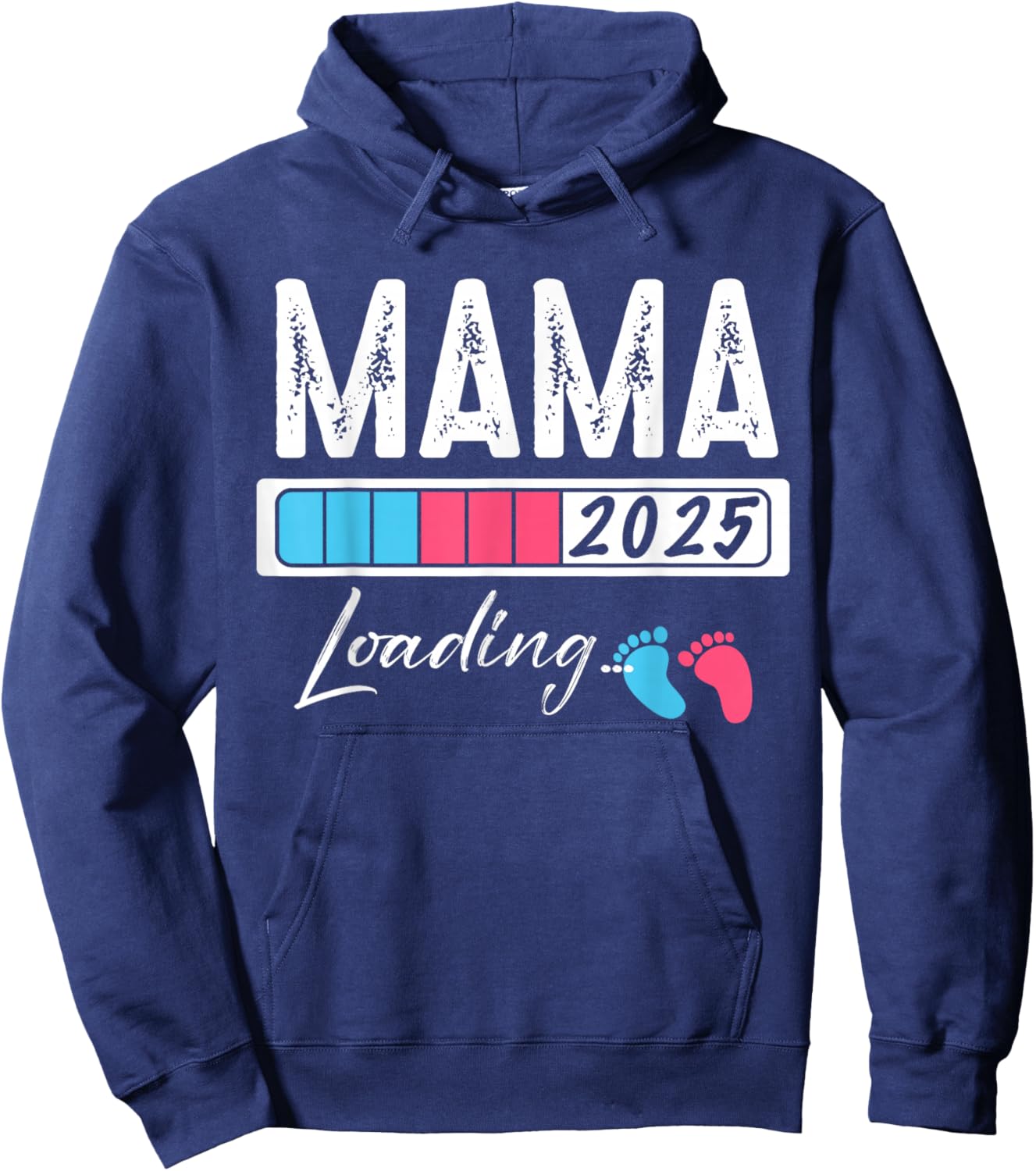 Family Pregnancy Announce Baby Shower 2025 Match Funny MAMA Loading Baby Boy Girl Gender Reveal Hoodie - Hoodie | Navy