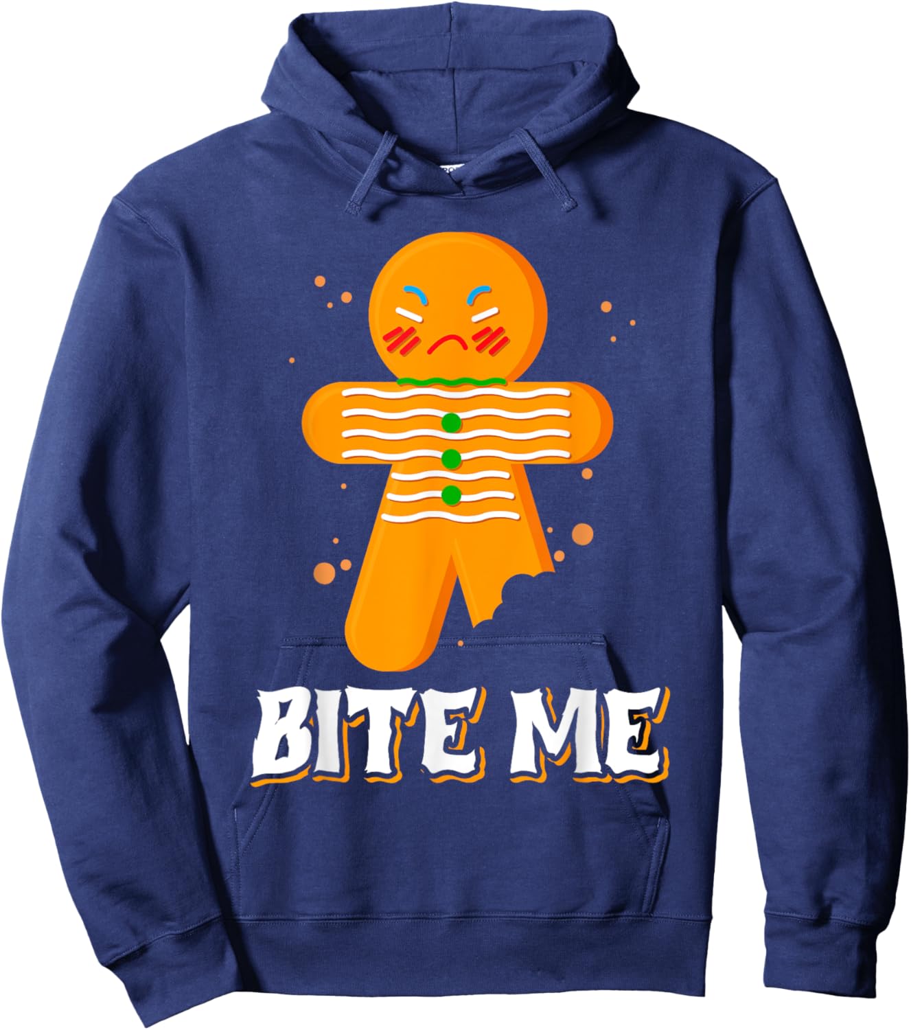 Bite Me Angry Gingerbread Man Bite Me Hoodie - Hoodie | Navy