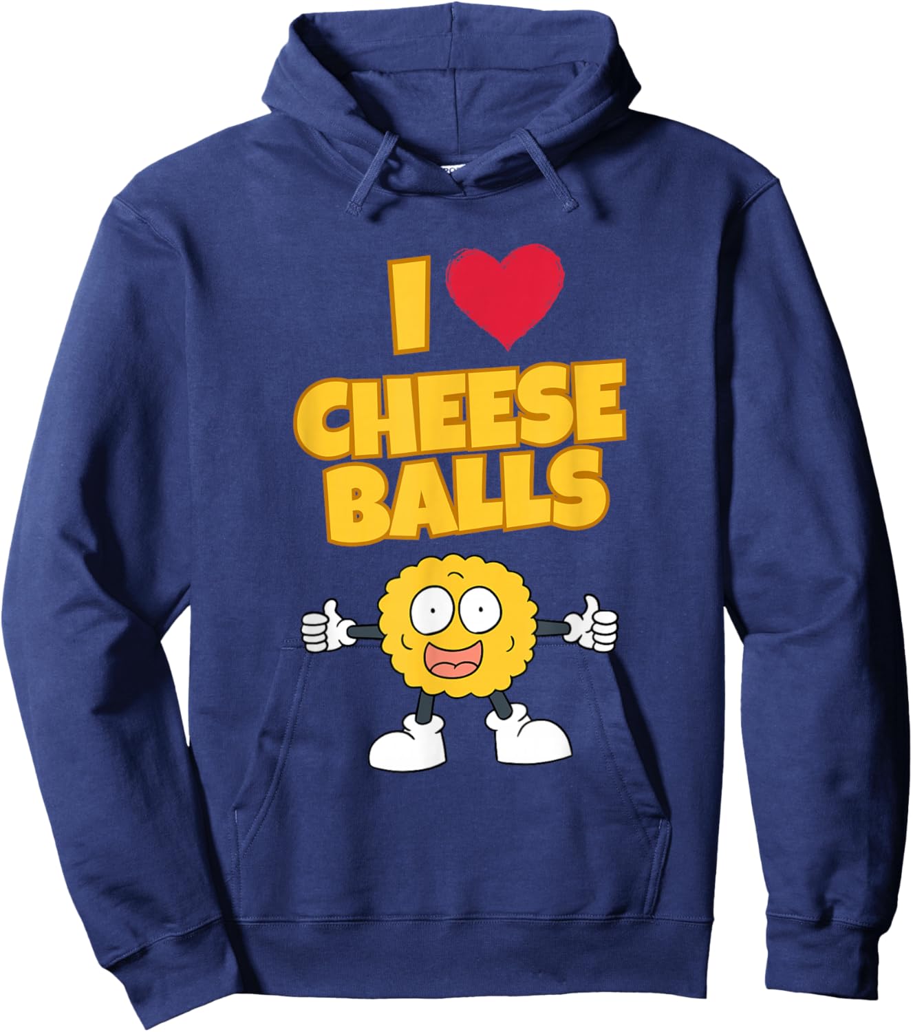 I Love Cheese Balls Cute Snack Enthusiast Art Hoodie - Hoodie | Navy