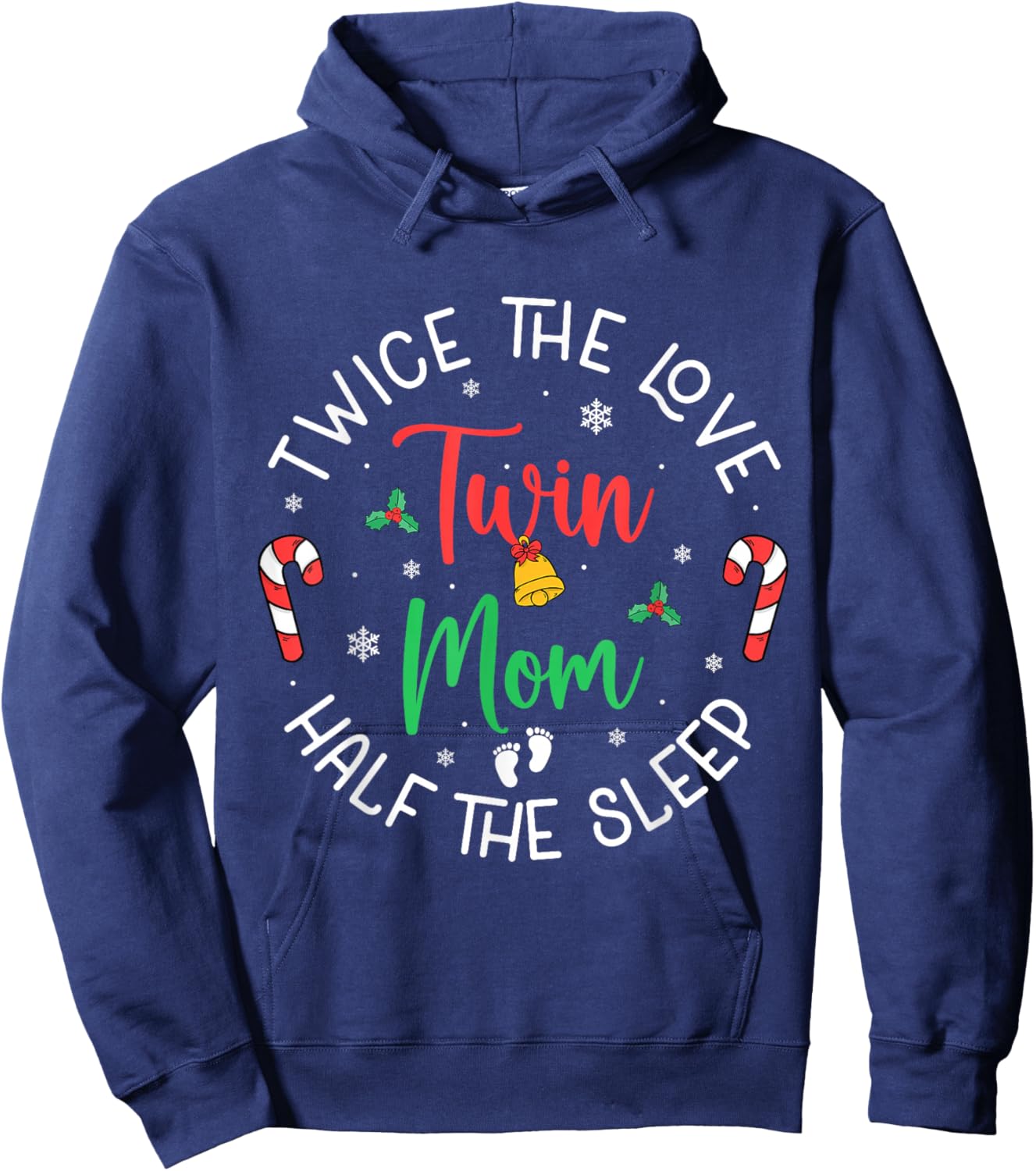 Twice The Love Twin Mom Pregnancy Expecting Christmas Party Hoodie - Hoodie | Navy